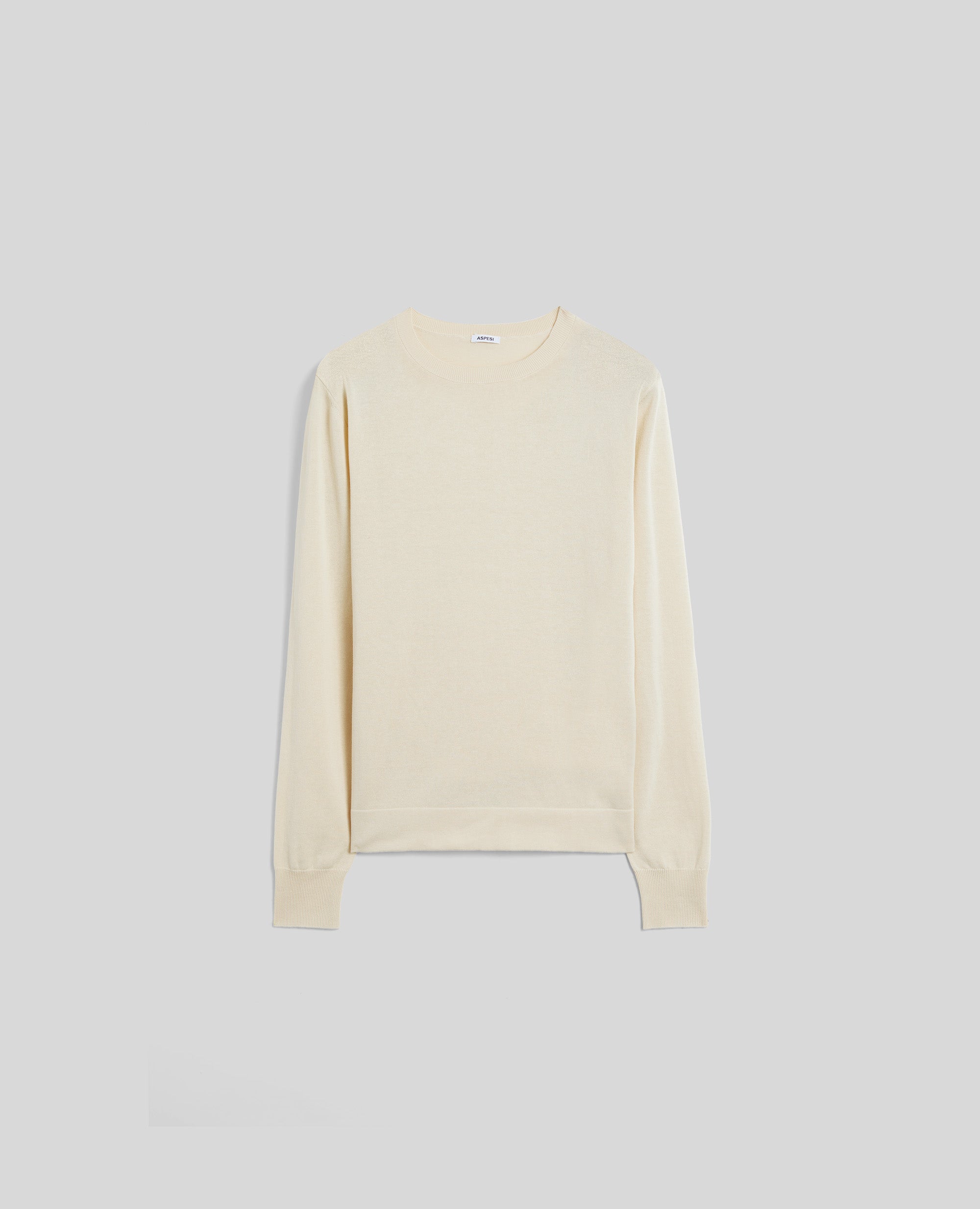 MAGLIA GIROCOLLO IN COTONE A RIGHE-PANNA-CREAM-NATA-CREMEFARBEN-ECRU