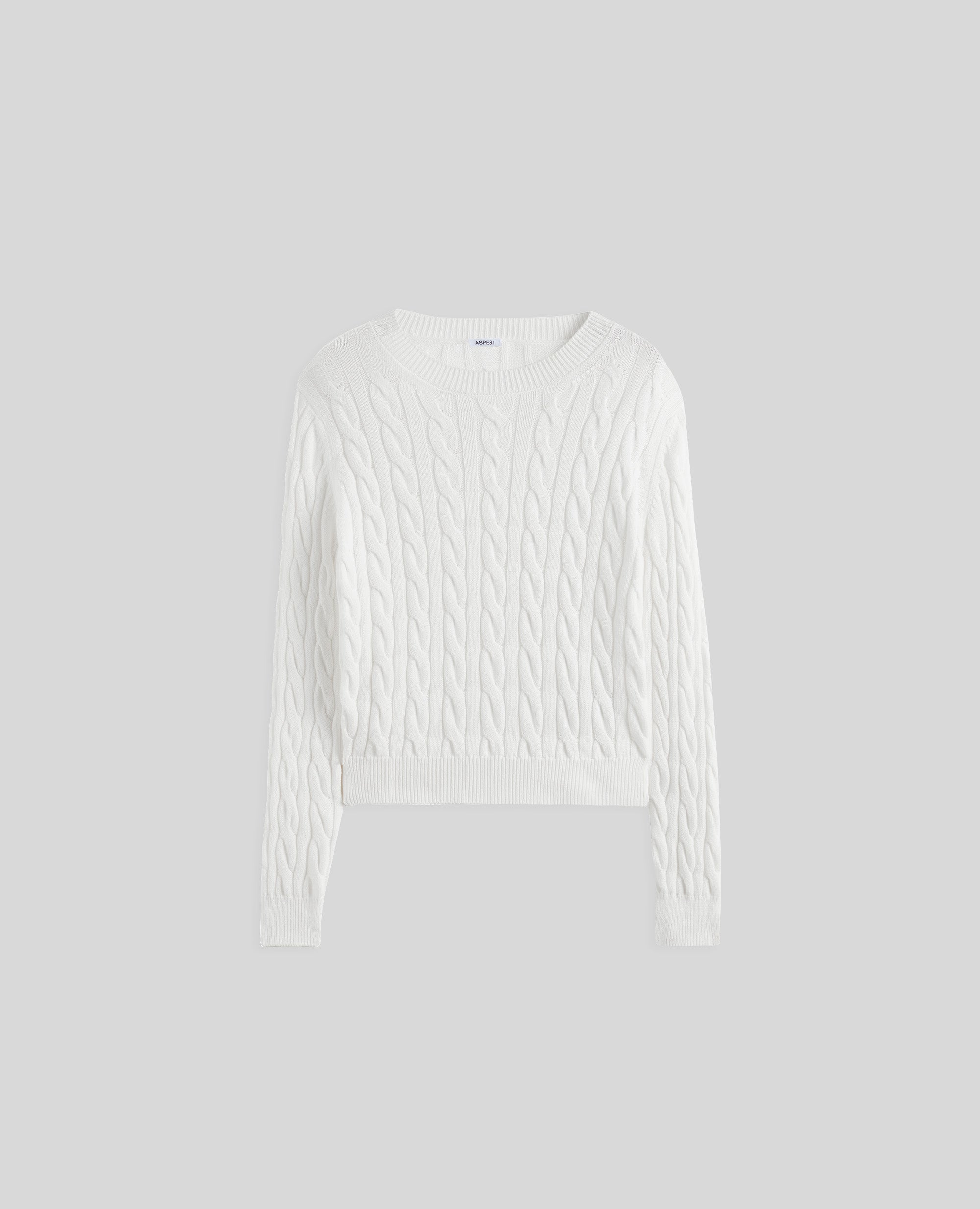 MAGLIA GIROCOLLO IN COTONE ORGANICO-BIANCO-WHITE-BLANCO-WEISS-BLANC