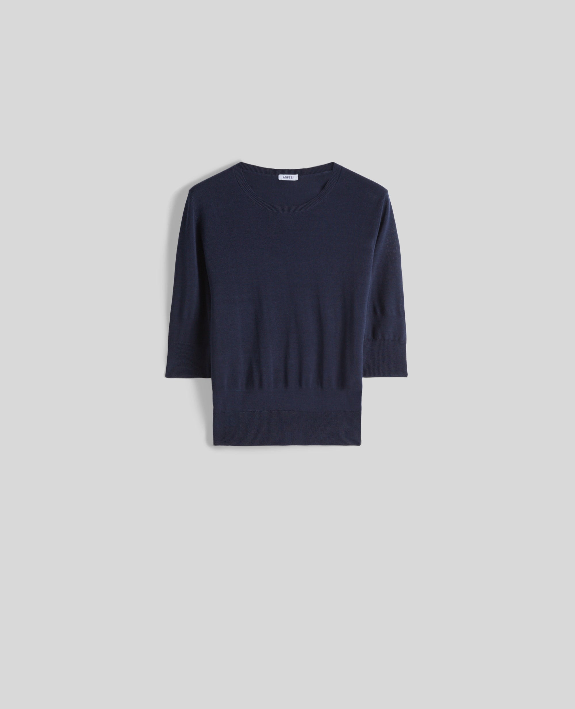 MAGLIA GIROCOLLO IN COTONE-NAVY-NAVY-AZUL MARINO-NAVY-NAVY