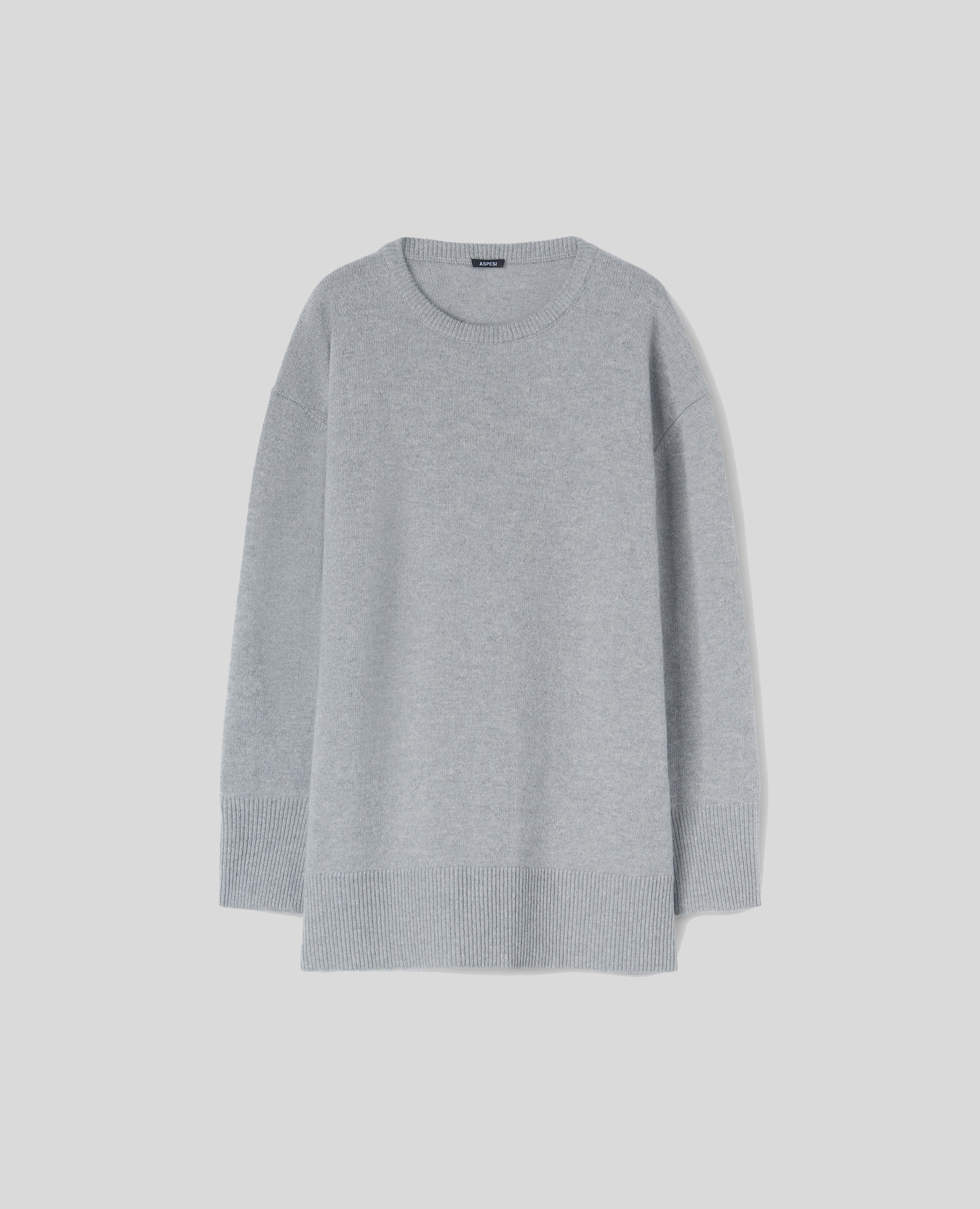 Maglia girocollo in lana merino-GRIGIO-GREY-GRIS-GRAU-GRIS