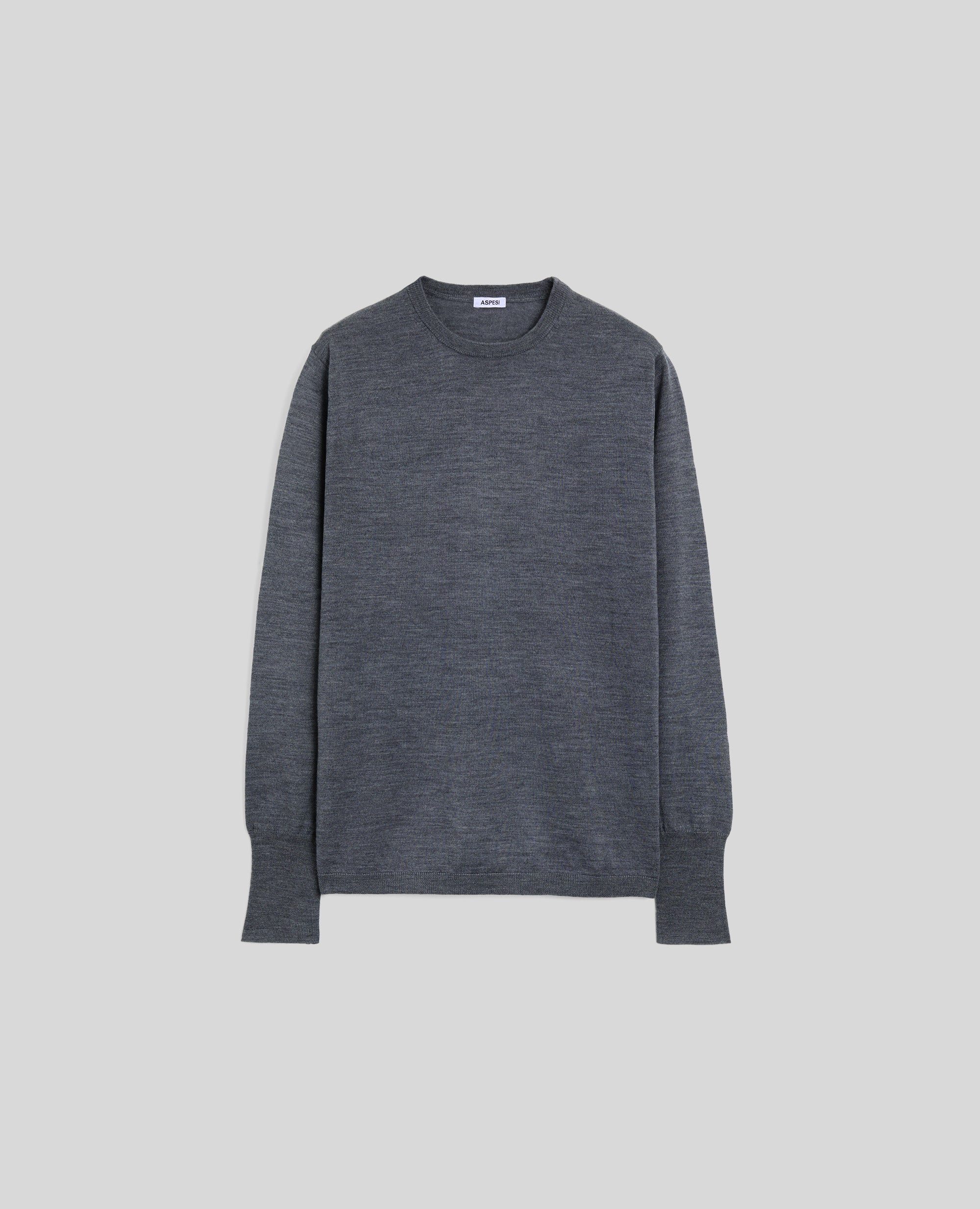 MAGLIA GIROCOLLO IN LANA MERINO-GRIGIO-GREY-GRIS-GRAU-GRIS