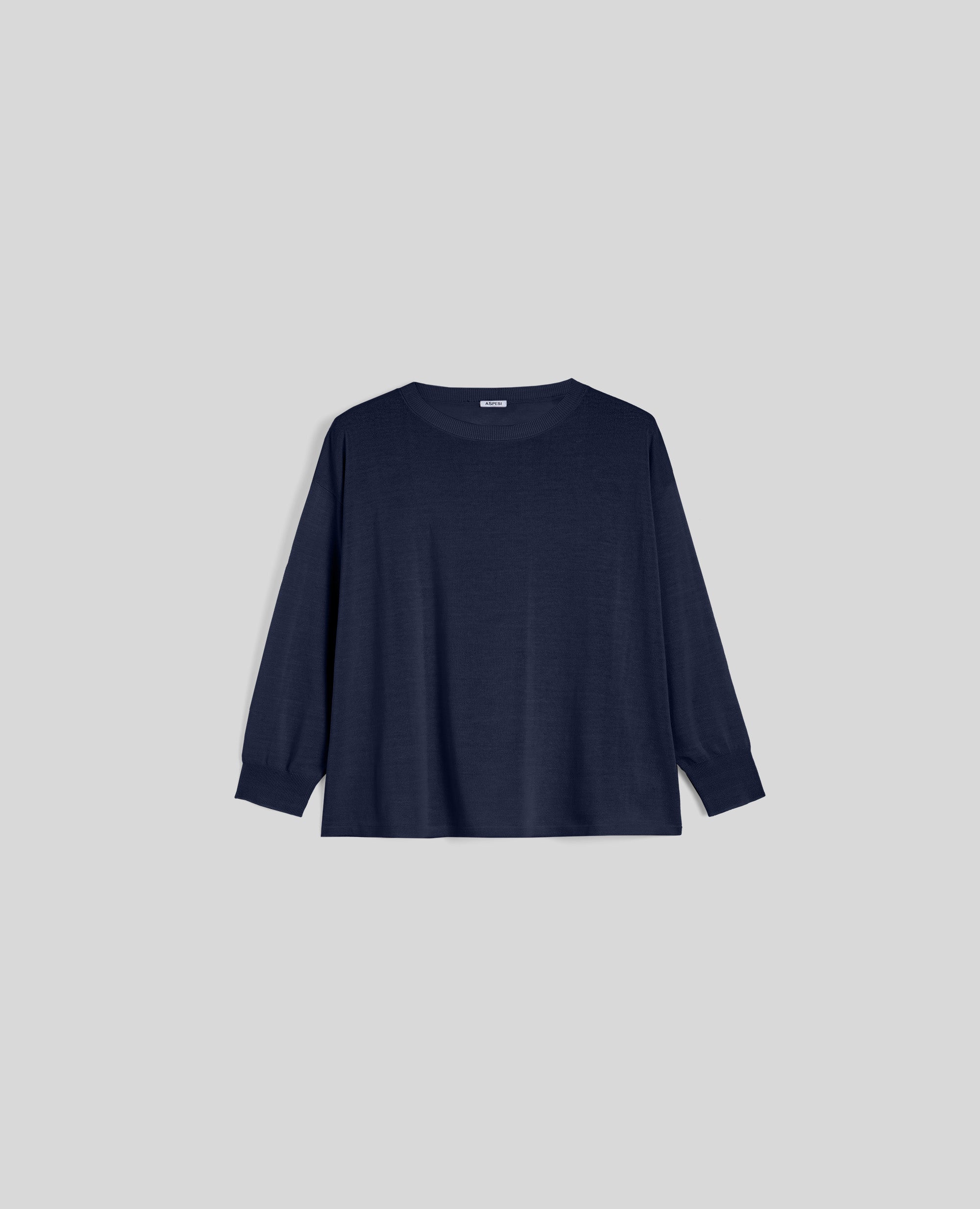 MAGLIA IN PURO COTONE-NAVY-NAVY-AZUL MARINO-NAVY-NAVY