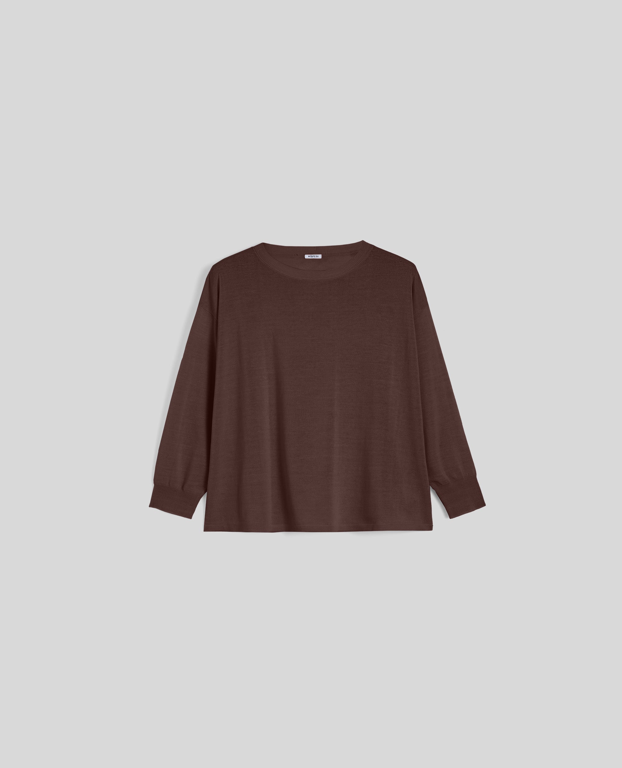 MAGLIA IN PURO COTONE-MARRONE-BROWN-MARR¢N-BRAUN-MARRON