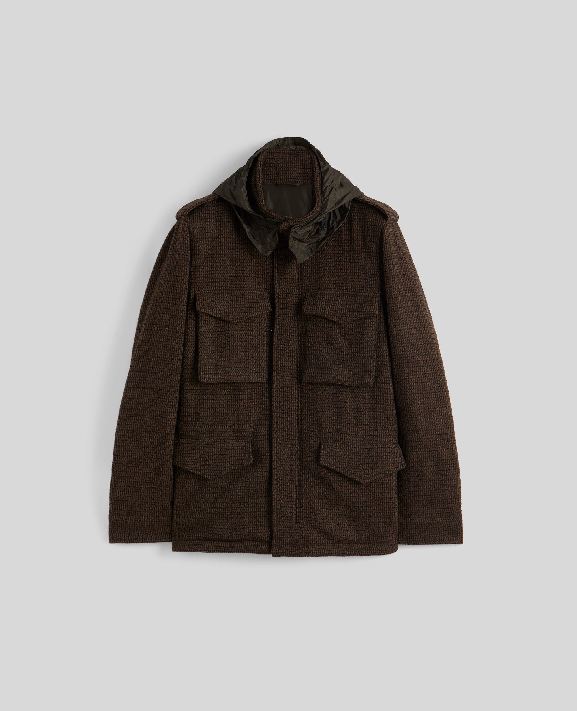 MINI FIELD JACKET COT IN MISTO LANA-MARRONE-BROWN-MARR¢N-BRAUN-MARRON