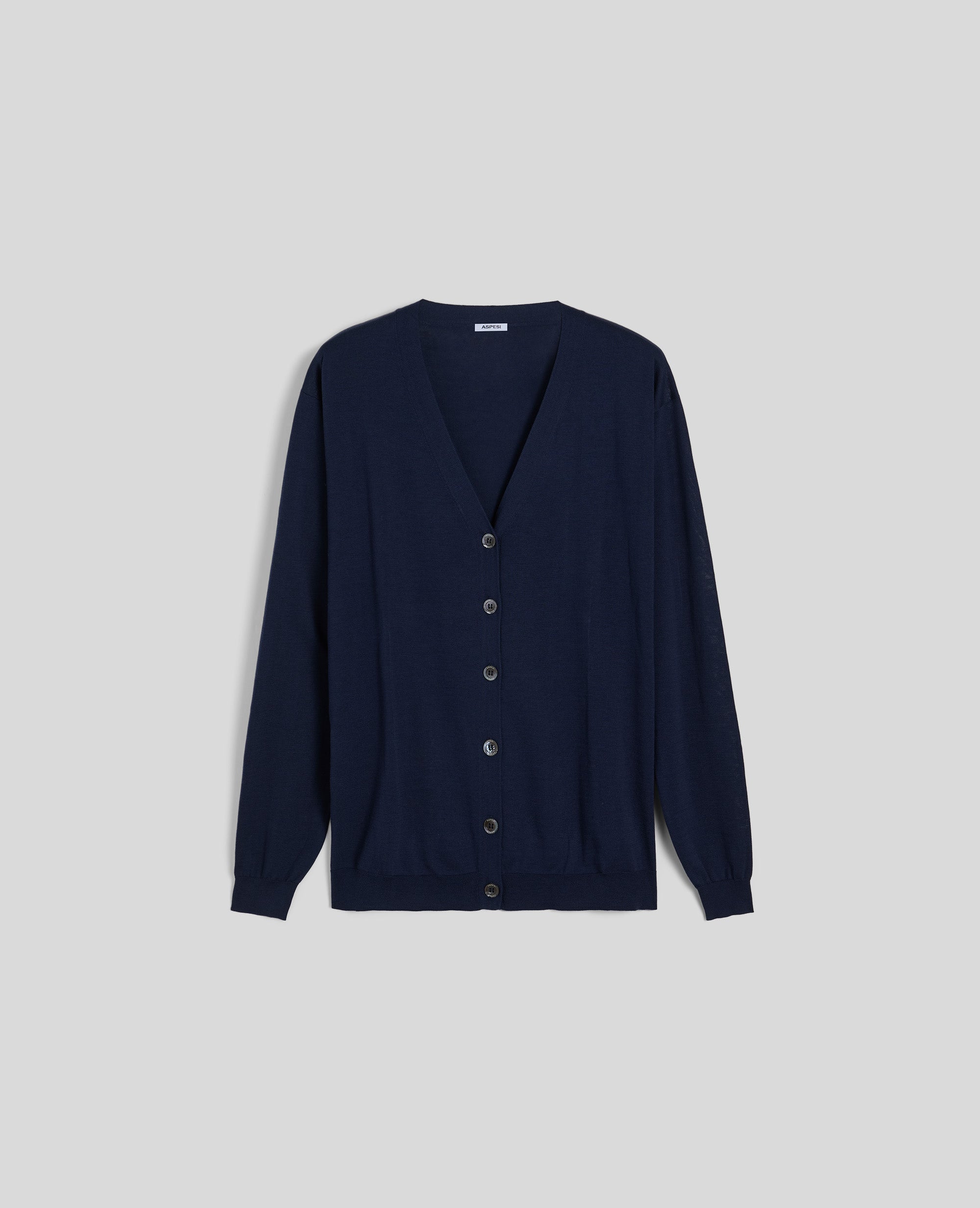 CARDIGAN IN MAGLIA DI MISTO COTONE, SETA E LINO-NAVY-NAVY-AZUL MARINO-NAVY-NAVY