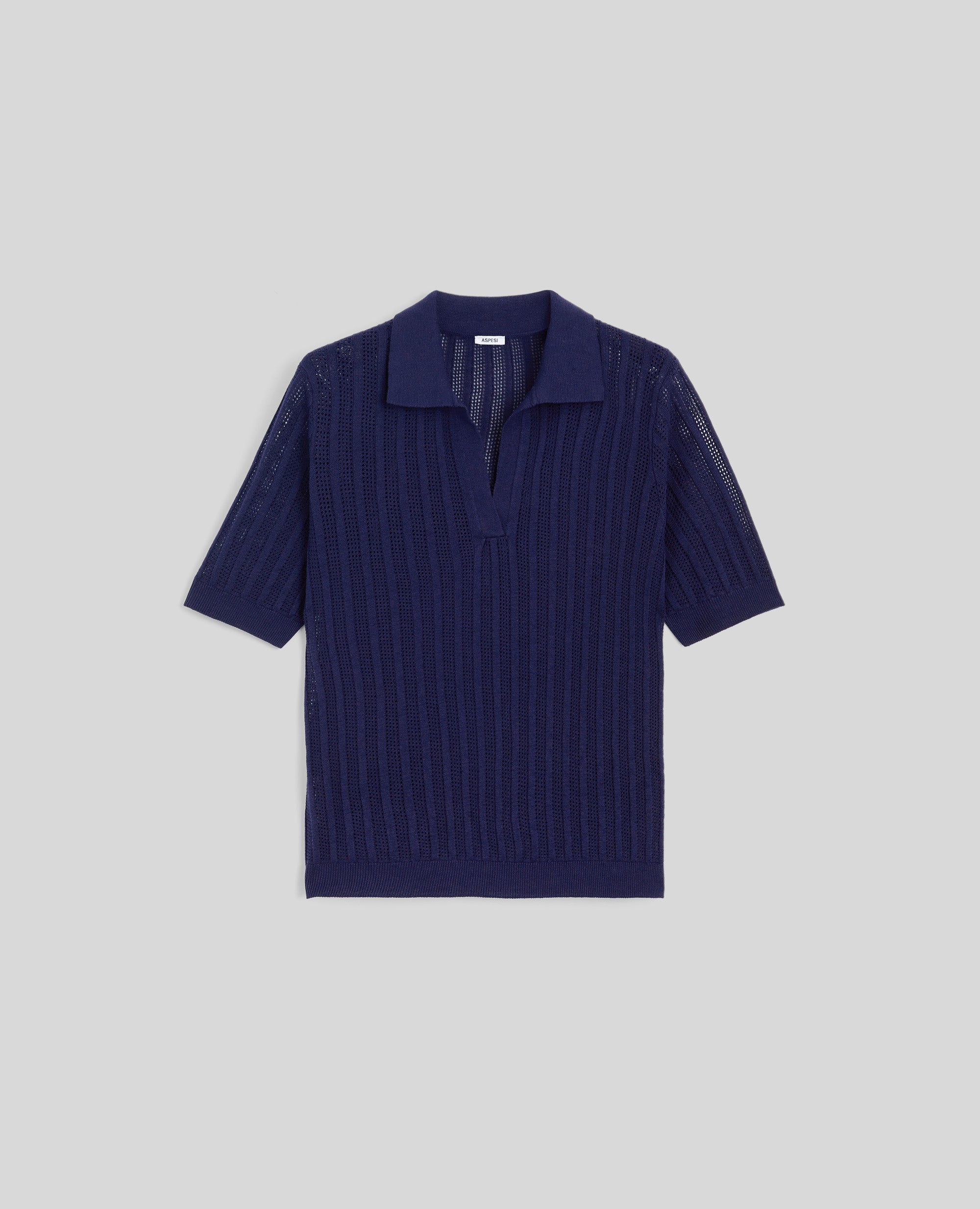 POLO MISTO LINO E COTONE-BLU-BLUE-AZUL-BLAU-BLEU