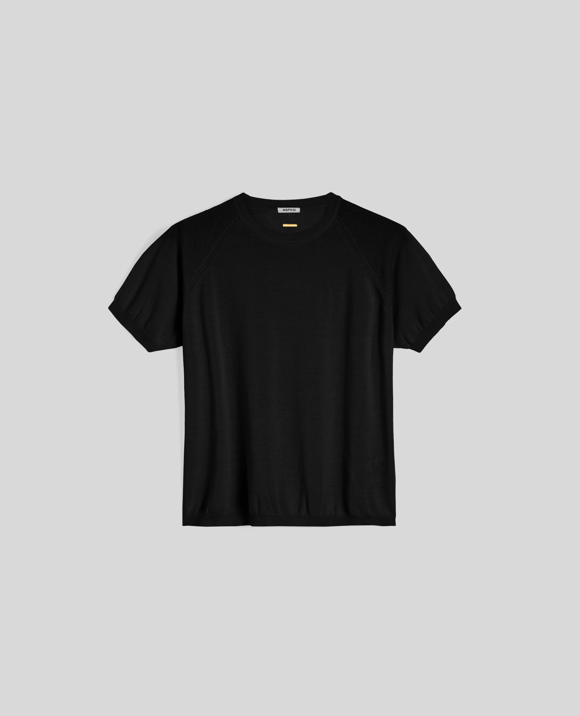 T-SHIRT GIROCOLLO IN COTONE-NERO-BLACK-NEGRO-SCHWARZ-NOIR