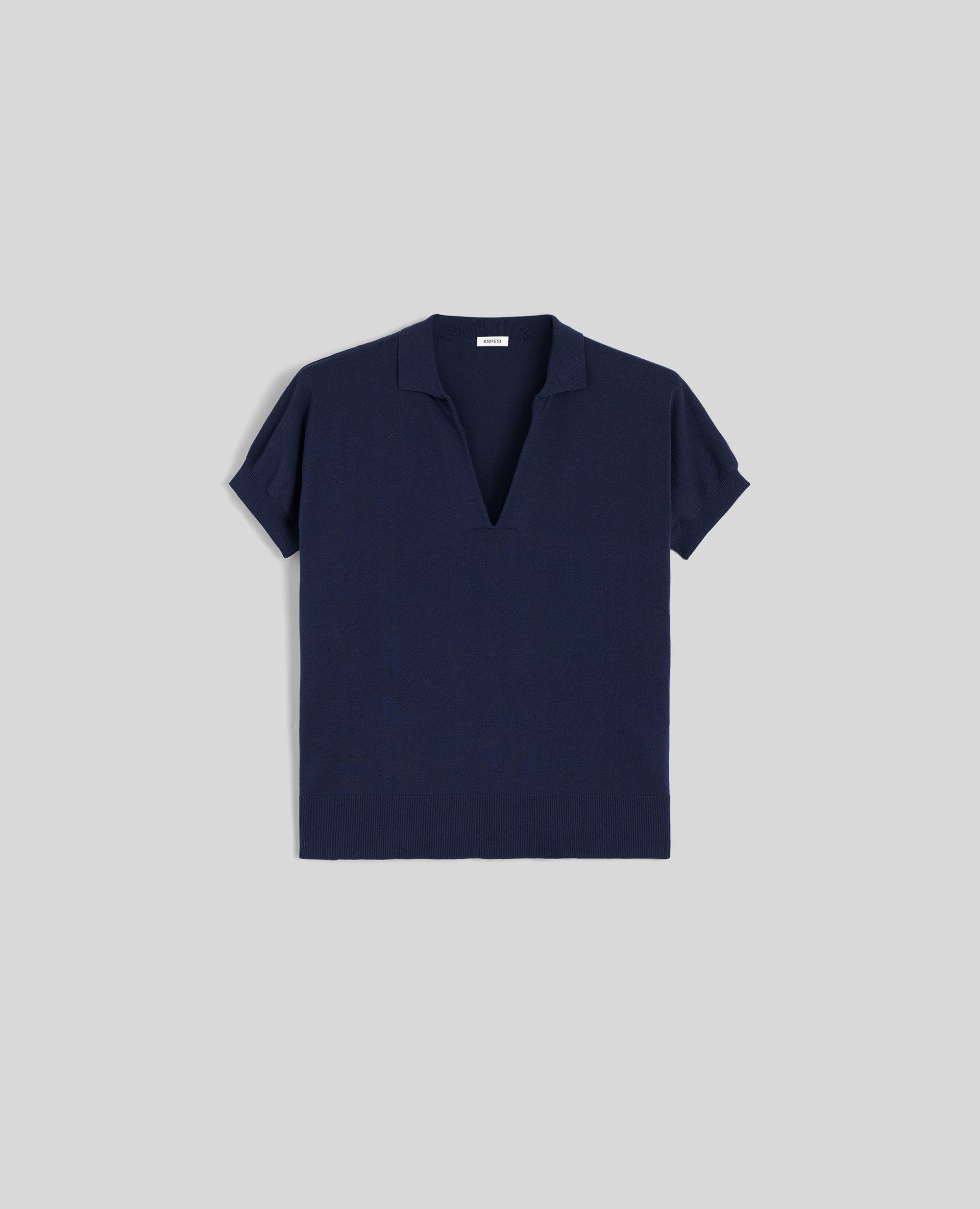 MAGLIA IN COTONE CON SCOLLO A V-NAVY-NAVY-AZUL MARINO-NAVY-NAVY