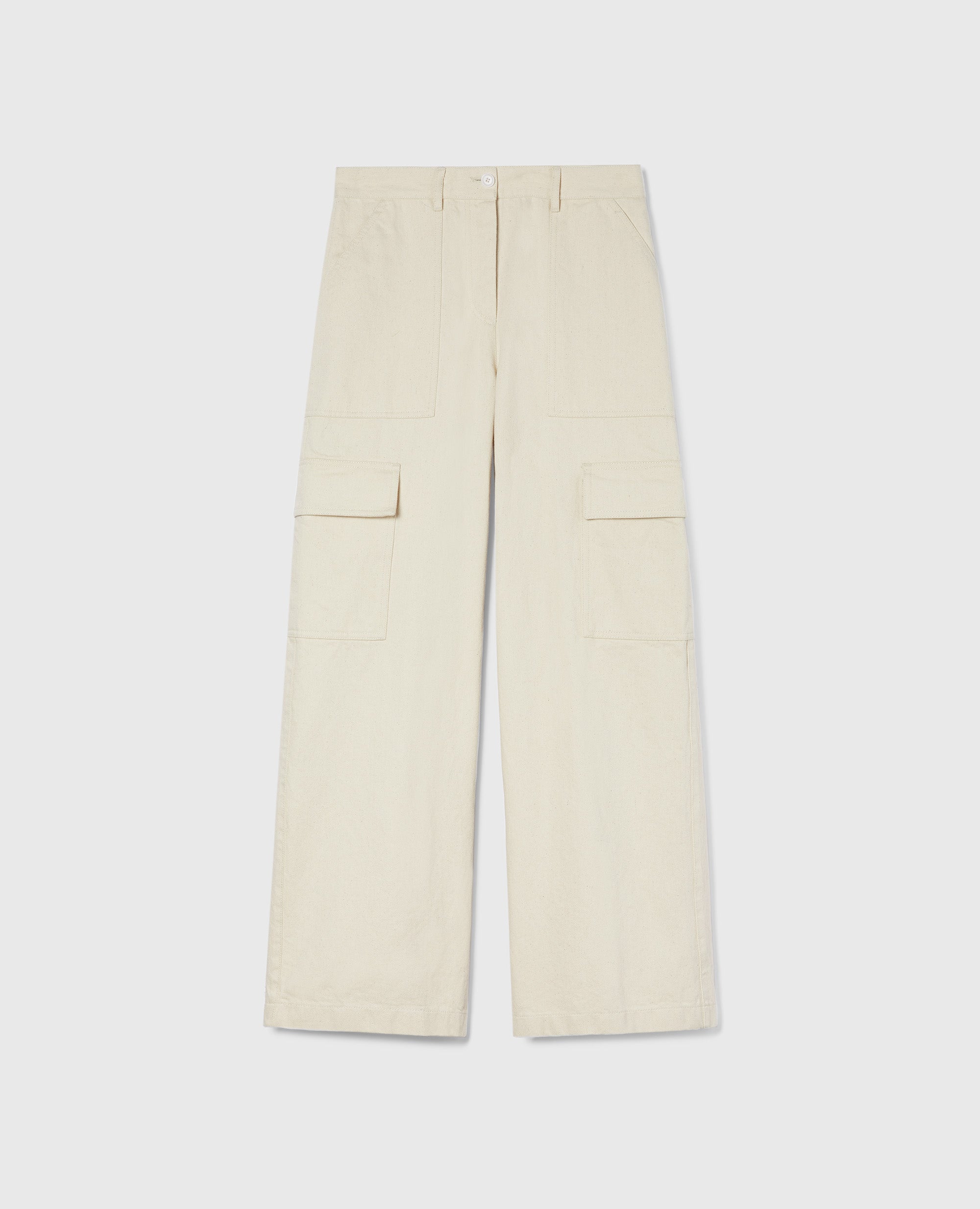 Pantalone a Gamba Larga Stile Cargo-NATURALE-NATURAL-NATURAL-NATURLICH-NATUREL