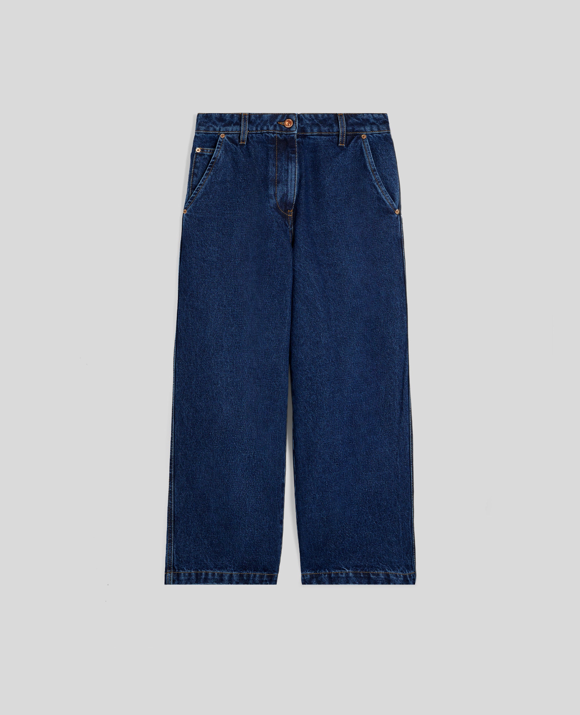 PANTALONE A VITA ALTA IN DENIM-DENIM-DENIM-DENIM-DENIM-DENIM