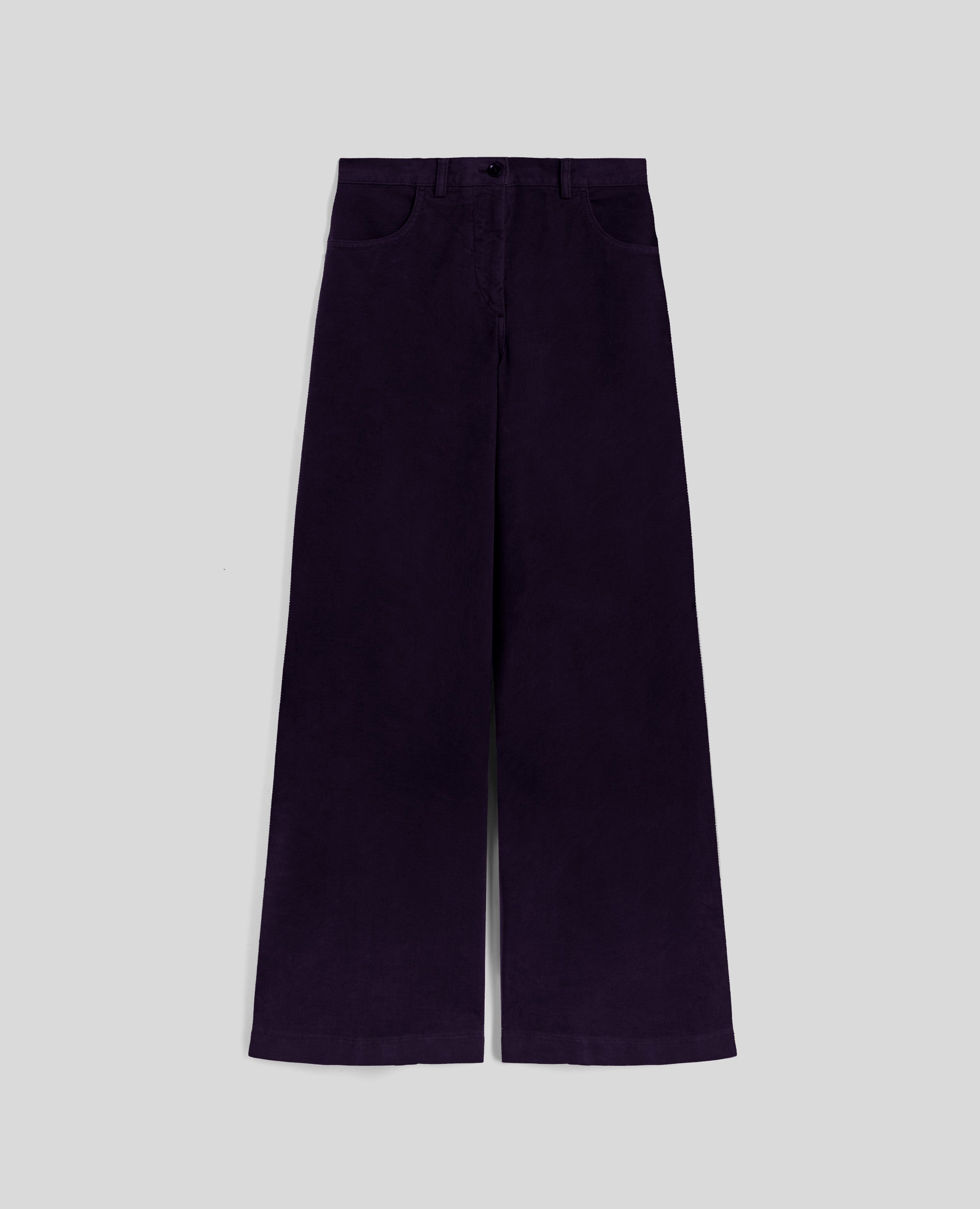 PANTALONE A VITA ALTA IN FUSTAGNO STRETCH-VIOLA-PURPLE-MORADO-VIOLETT-VIOLET