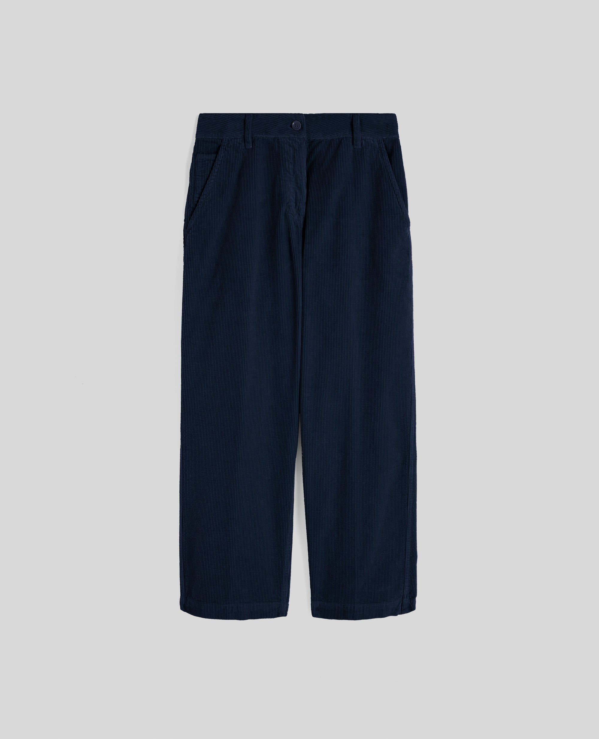 PANTALONE A VITA ALTA IN VELLUTO A COSTE-NAVY-NAVY-AZUL MARINO-NAVY-NAVY