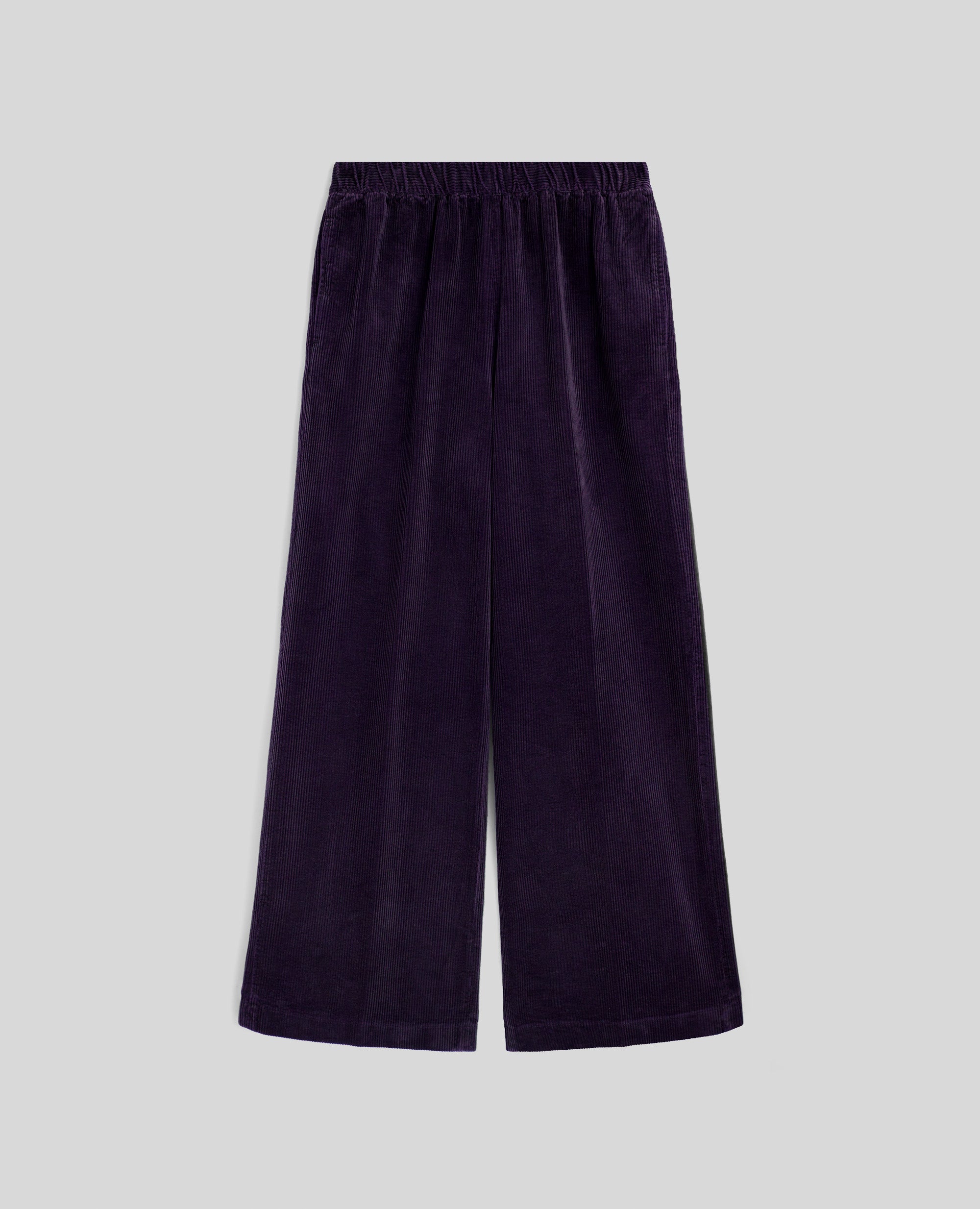 PANTALONE AMPIO IN VELLUTO A COSTE-VIOLA-PURPLE-MORADO-VIOLETT-VIOLET