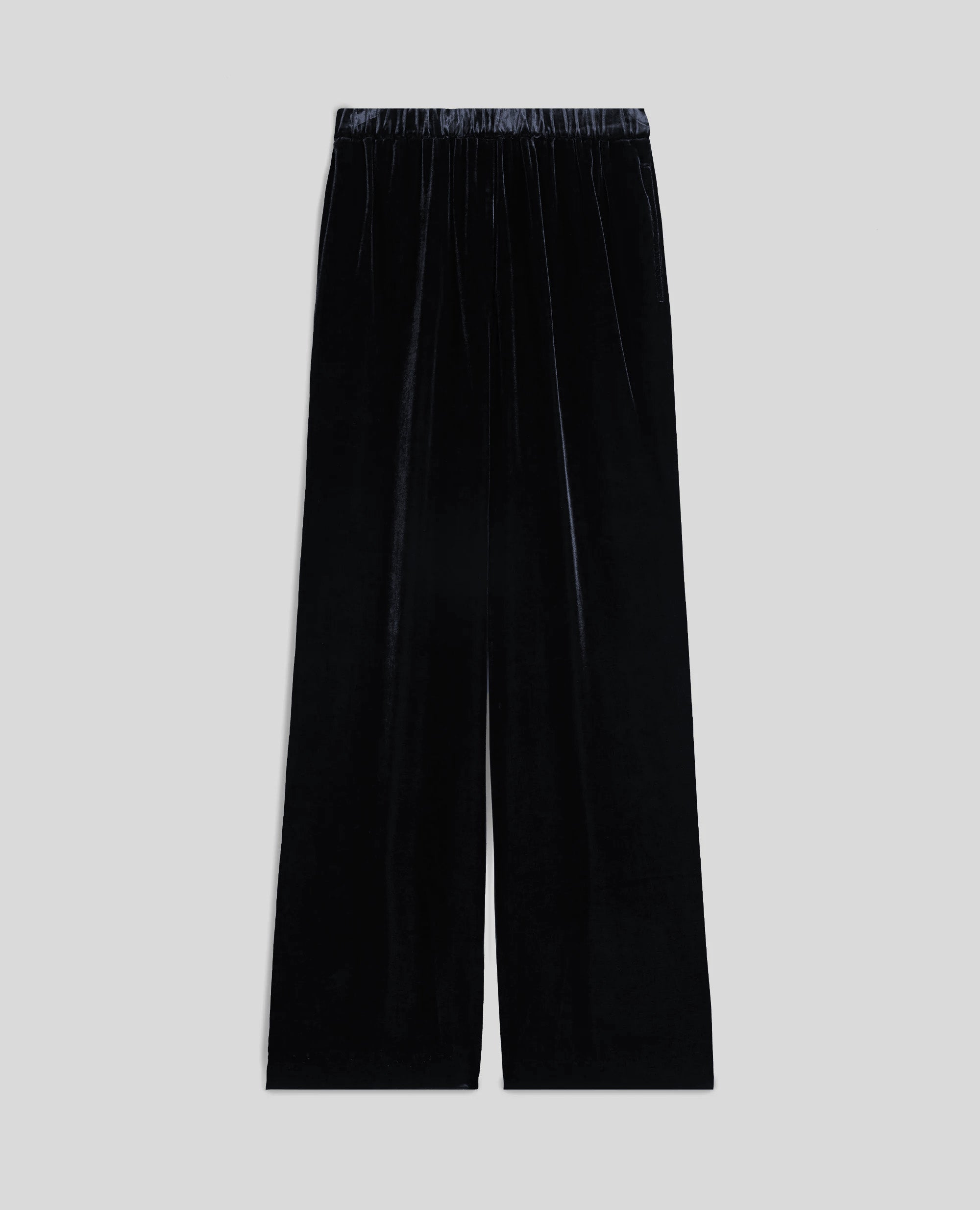 PANTALONE AMPIO IN VELLUTO LISCIO-NERO-BLACK-NEGRO-SCHWARZ-NOIR