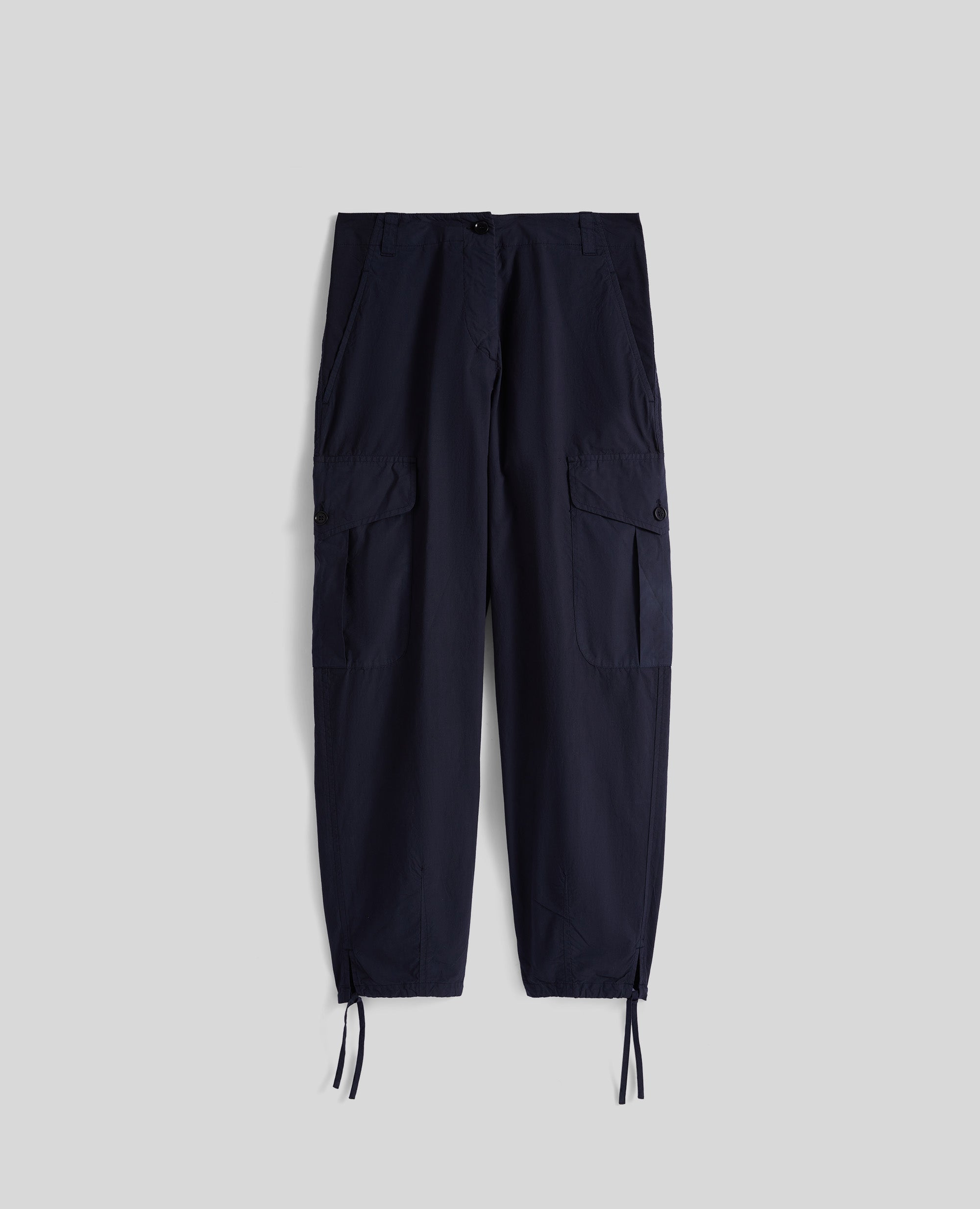 PANTALONE CARGO IN POPELINE DI COTONE UNITO-NAVY-NAVY-AZUL MARINO-NAVY-NAVY