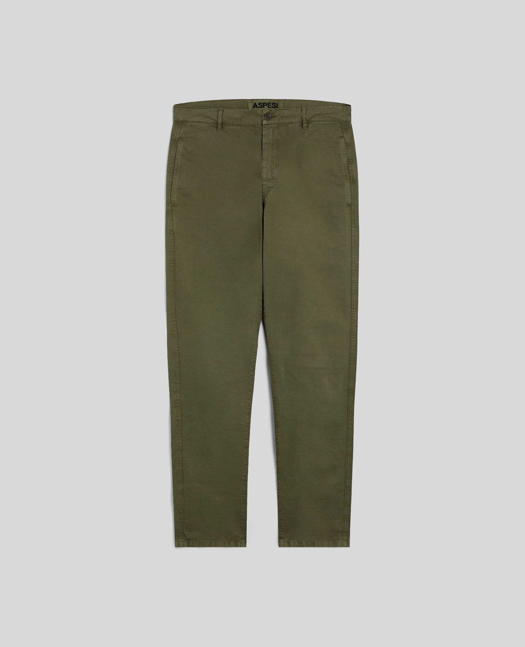 PANTALONE CHINO IN GABARDINA DI COTONE-MILITARE-MILITARY-MILITAR-MILITAR-MILITAIRE