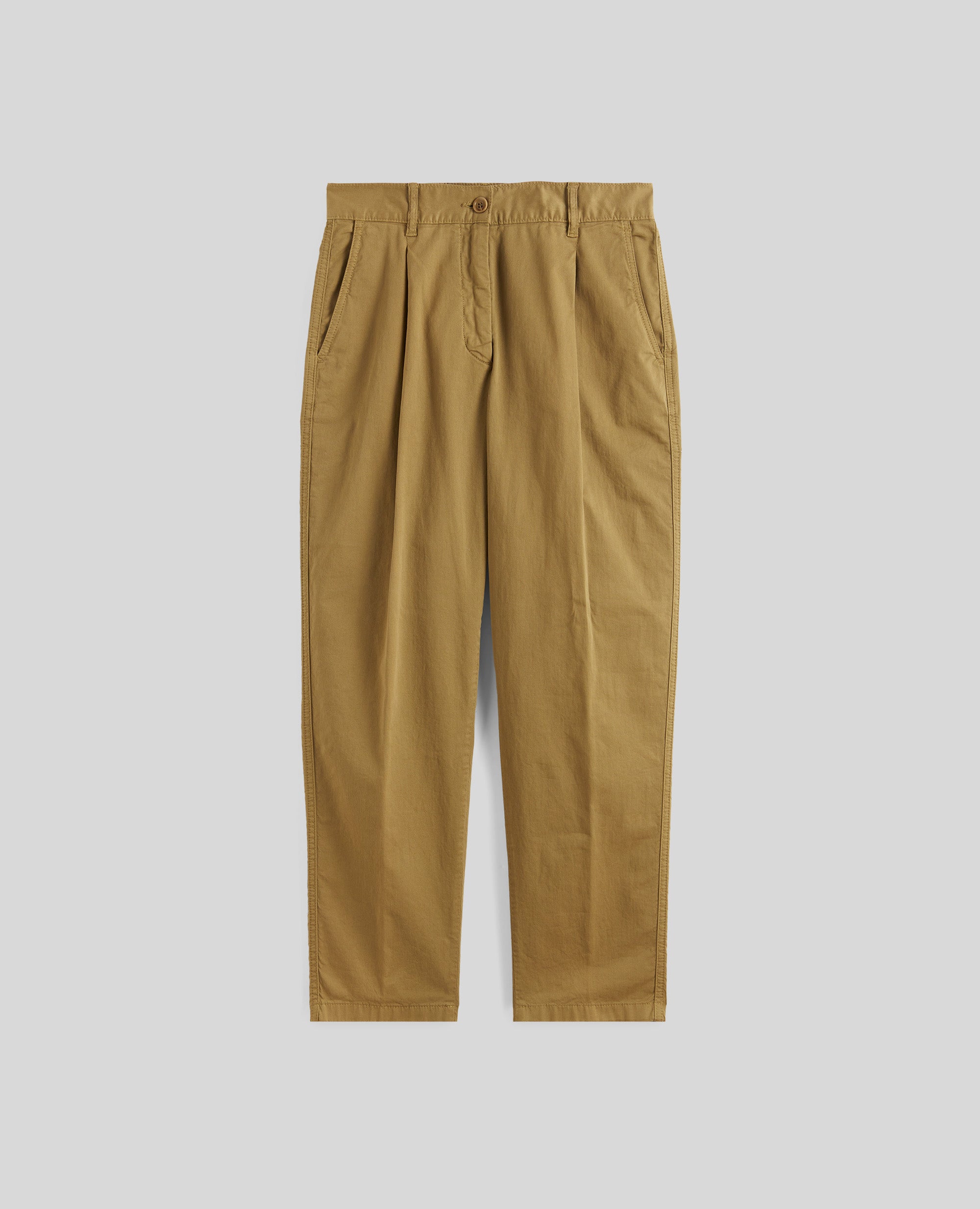 PANTALONE CHINO IN TWILL DI COTONE UNITO-TABACCO-TOBACCO-TABACO-TABAK-TABAC