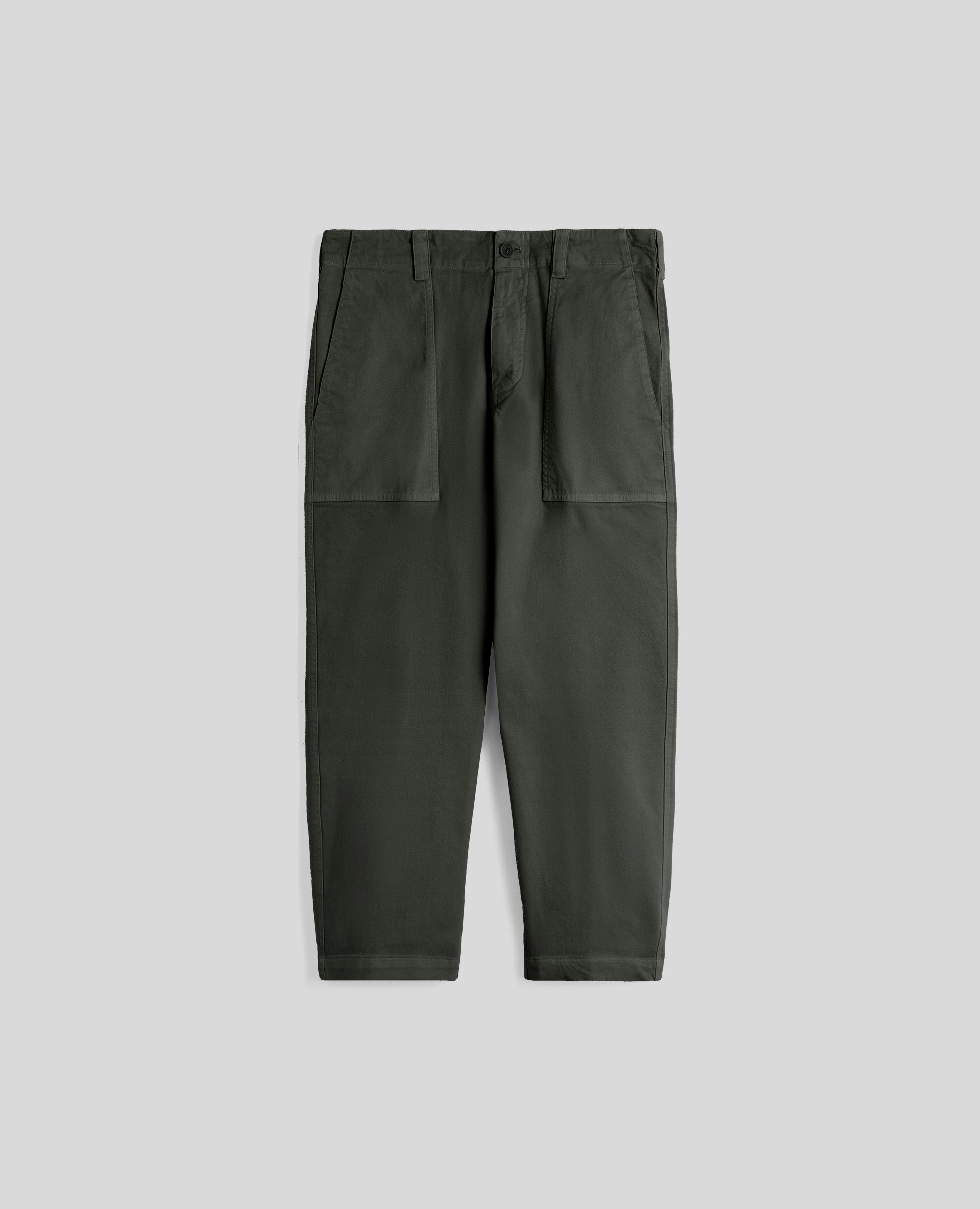 PANTALONE CROPPED IN GABARDINA-MILITARE-MILITARY-MILITAR-MILITAR-MILITAIRE