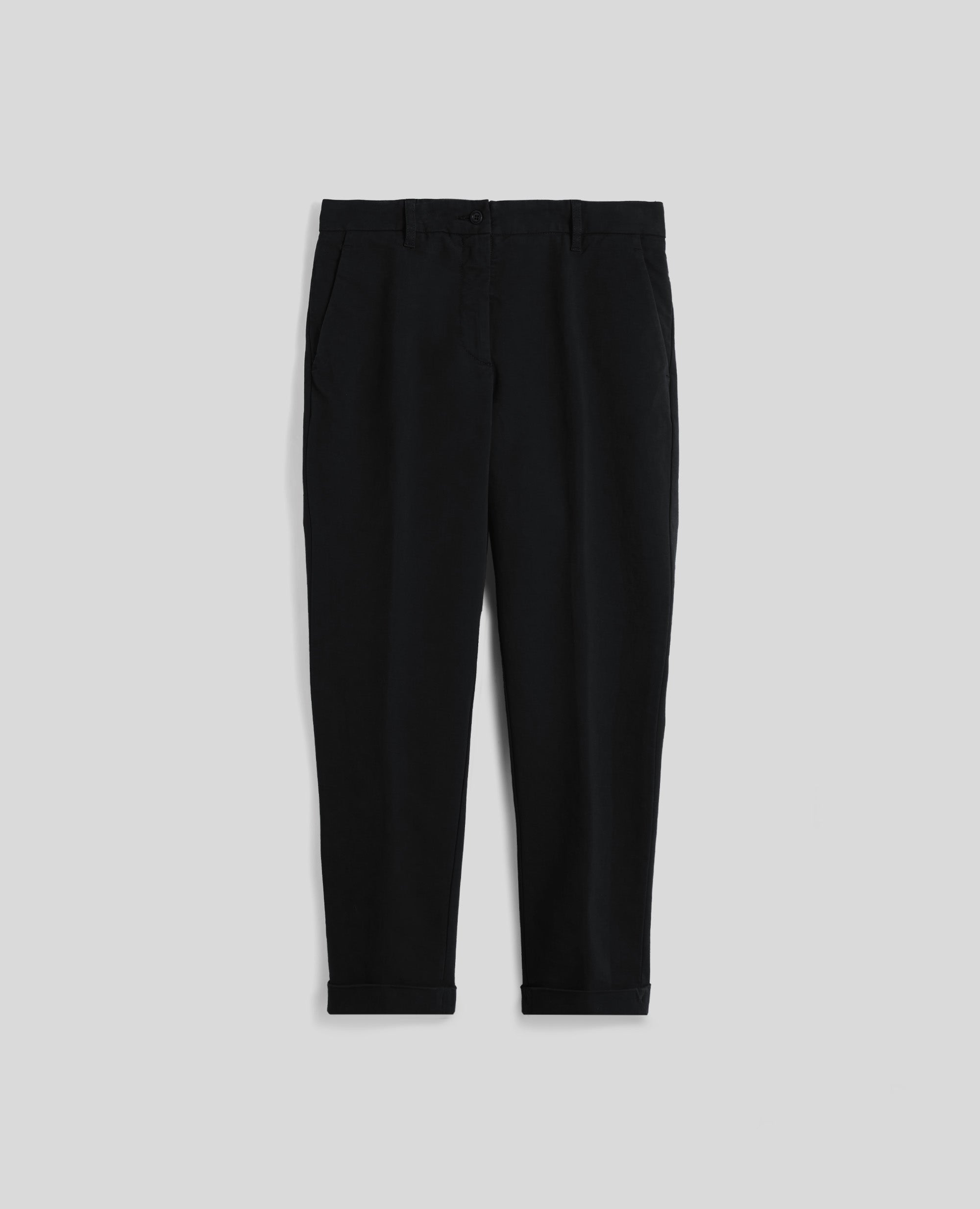 PANTALONE CROPPED IN RASO DI COTONE-NERO-BLACK-NEGRO-SCHWARZ-NOIR