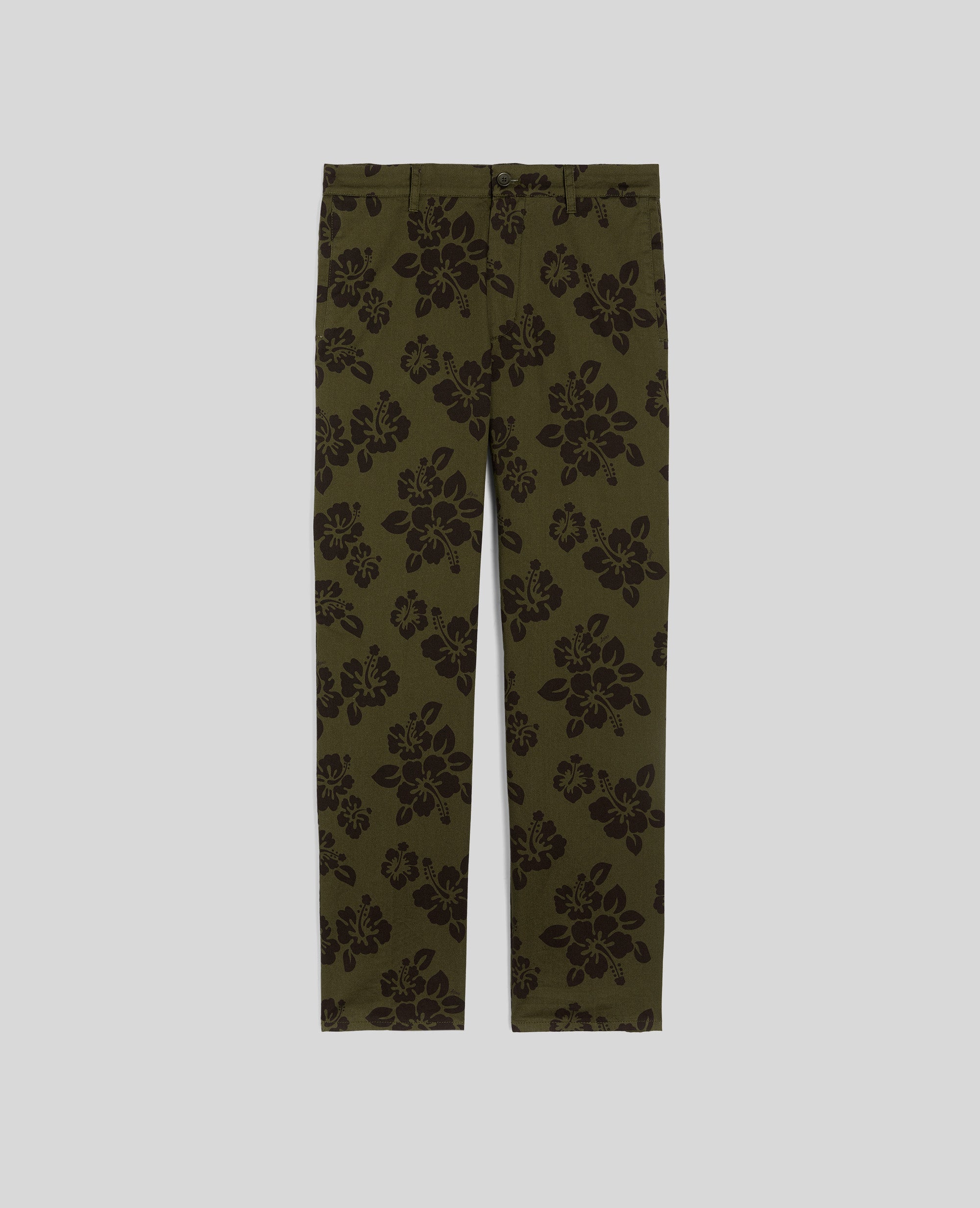 PANTALONE FLATS IN COTONE CON STAMPA HIBISCUS-FIORE MILITARE-FIORE MILITARE-FIORE MILITARE-FIORE MILITARE-FIORE MILITARE