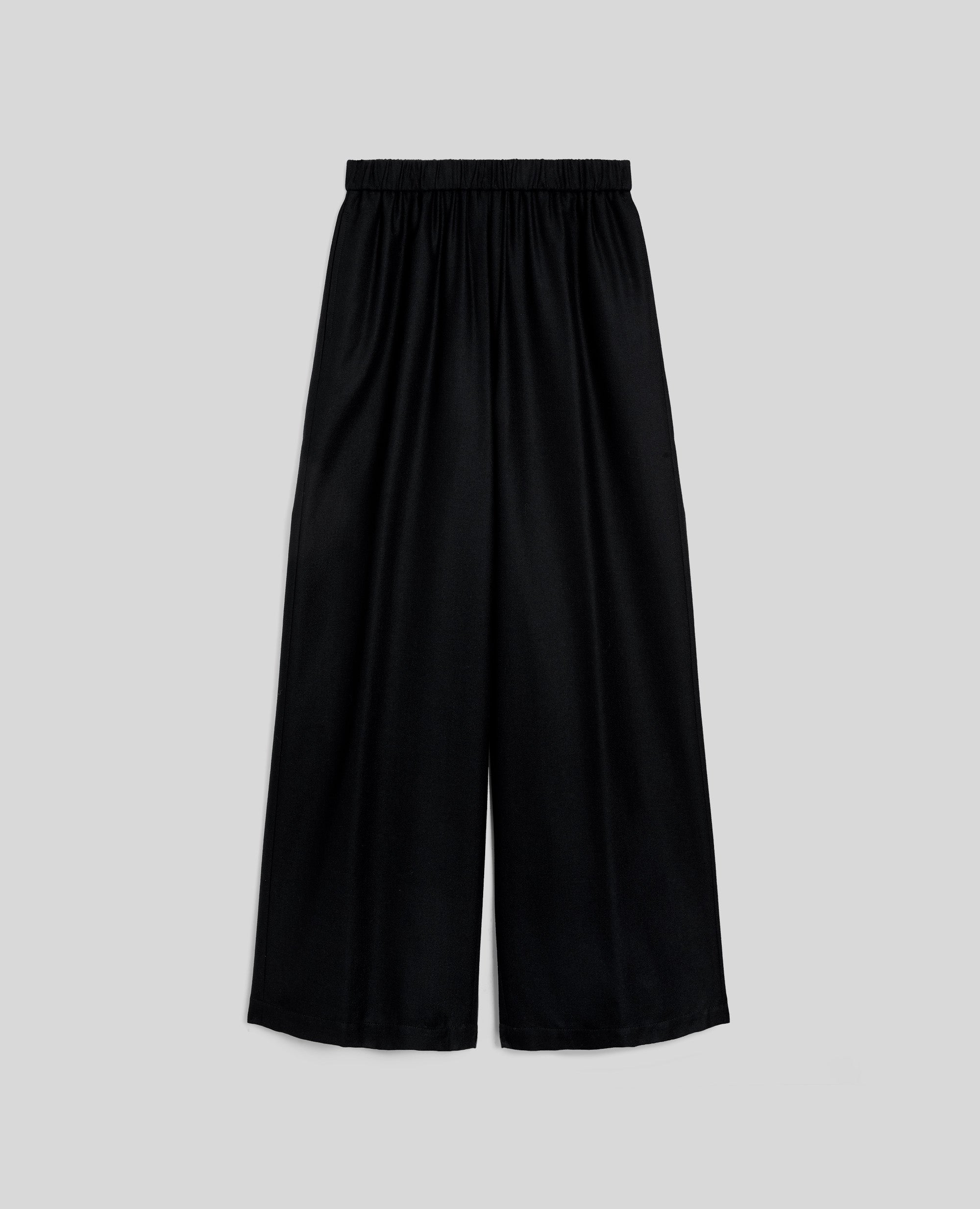 PANTALONE IN FLANELLA DI LANA CASHMERE-NERO-BLACK-NEGRO-SCHWARZ-NOIR