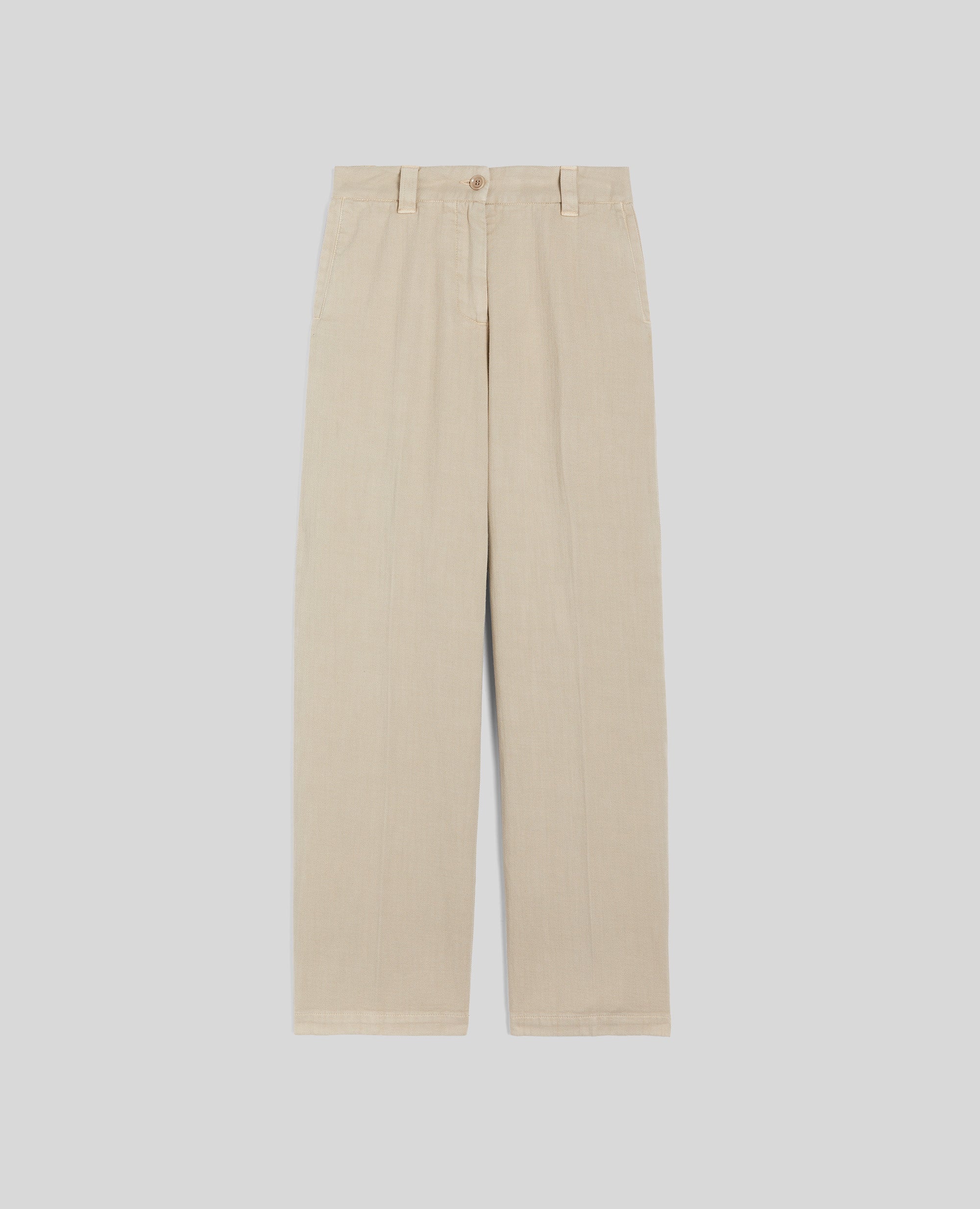 PANTALONE IN GABARDINA DI COTONE-BEIGE-BEIGE-BEIS-BEIGE-BEIGE