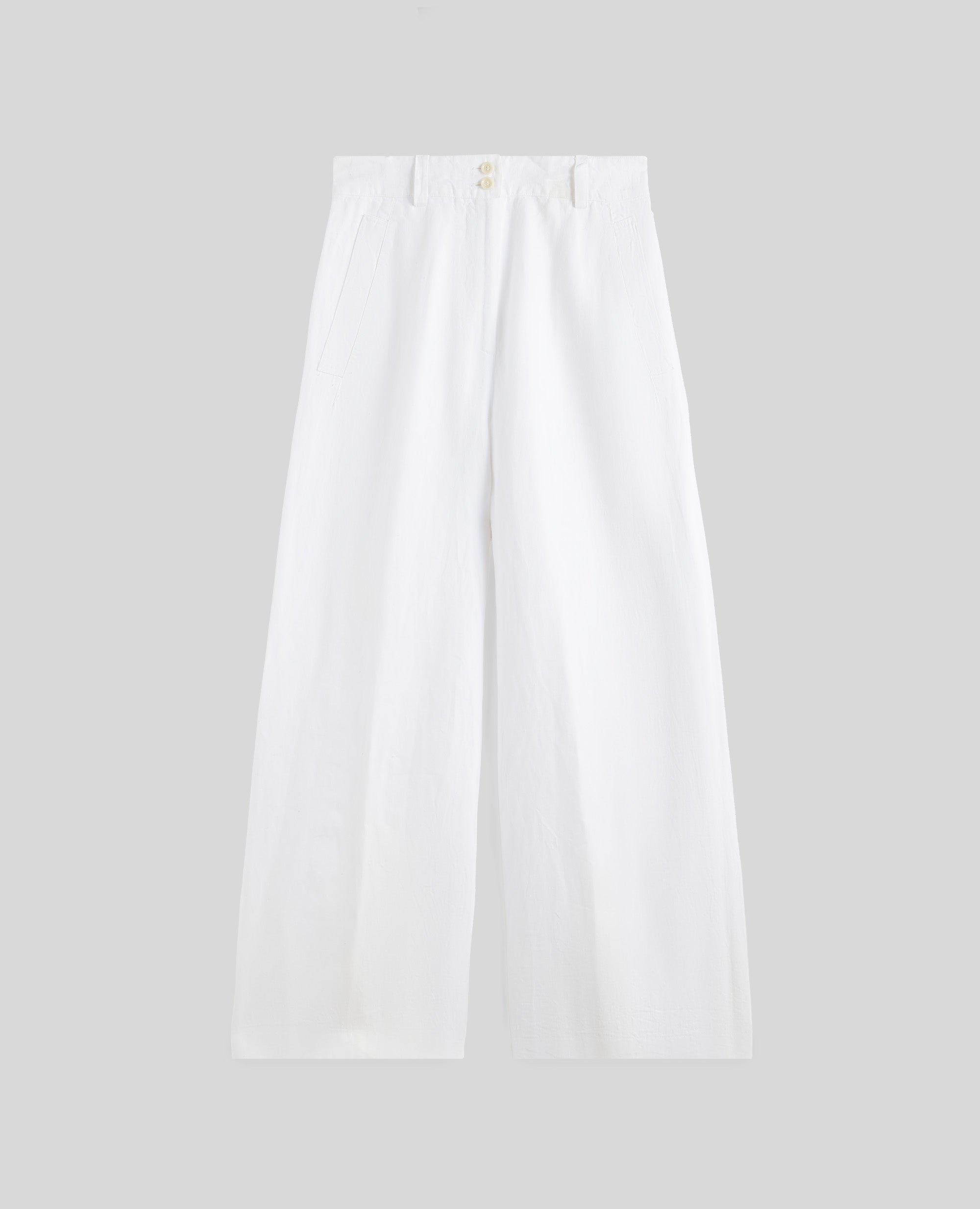 PANTALONE IN LINO FIAMMATO-BIANCO-WHITE-BLANCO-WEISS-BLANC