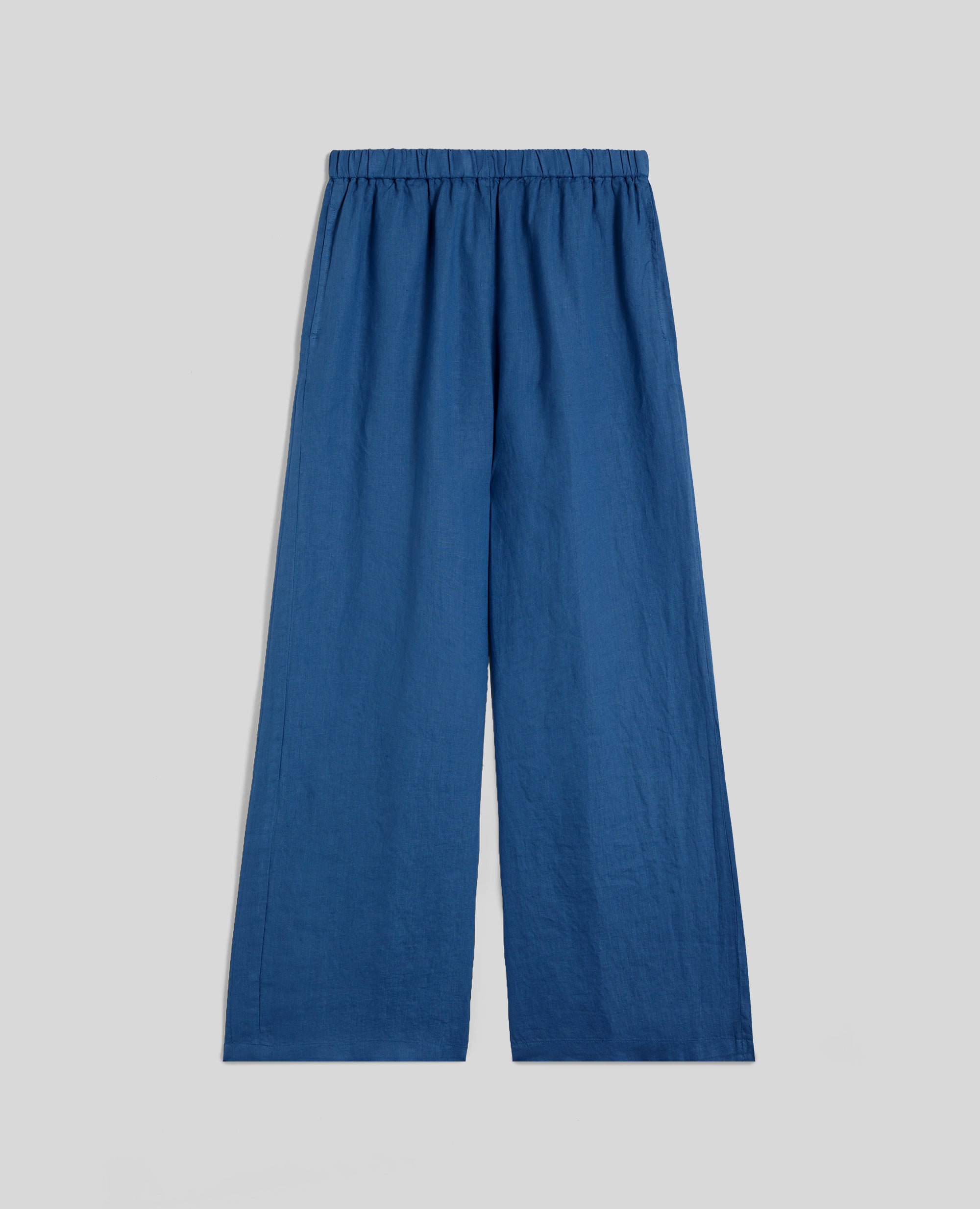 PANTALONE IN LINO-BLU-BLUE-AZUL-BLAU-BLEU