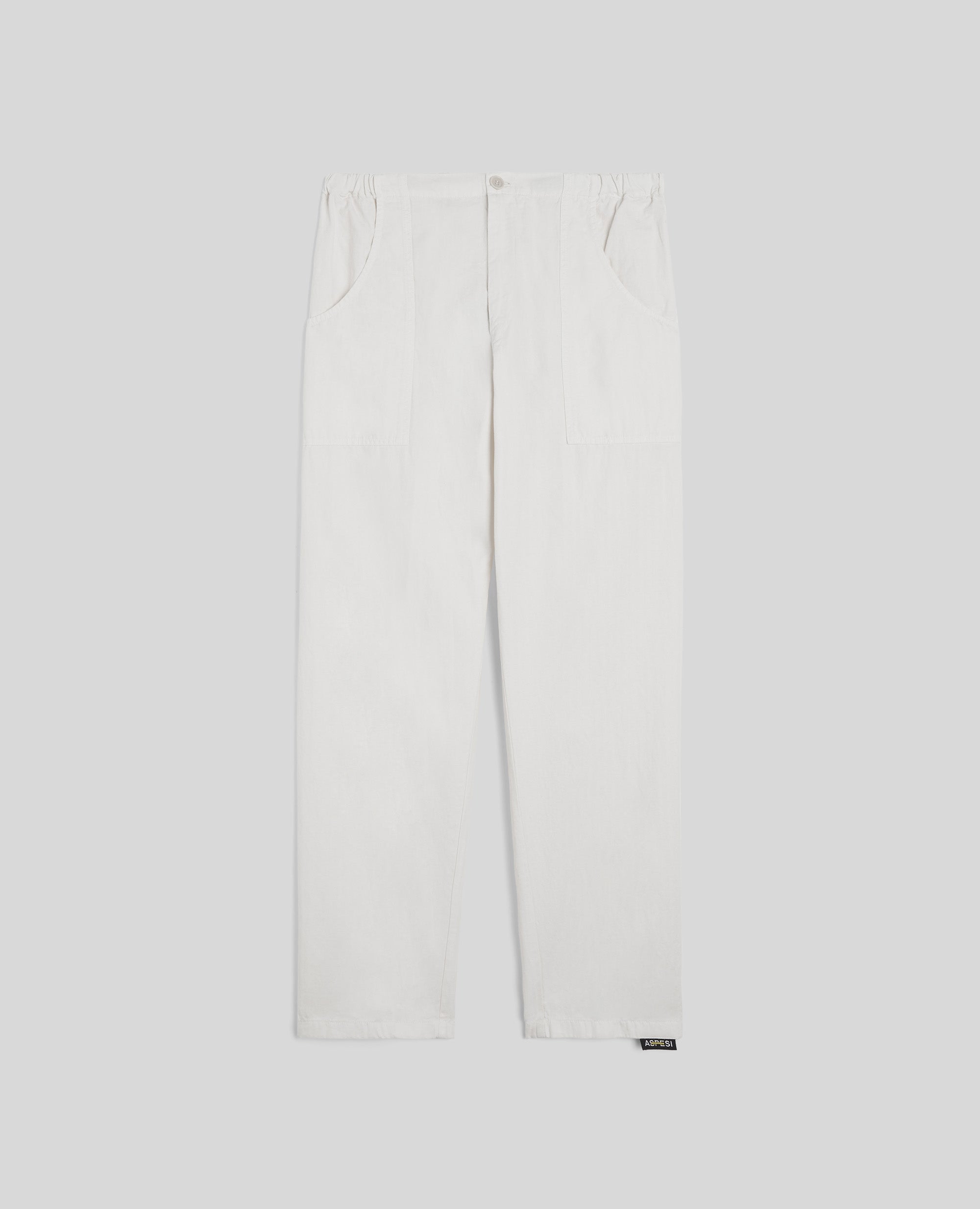 PANTALONE IN LINO TINTO CAPO-PANNA-CREAM-NATA-CREMEFARBEN-ECRU