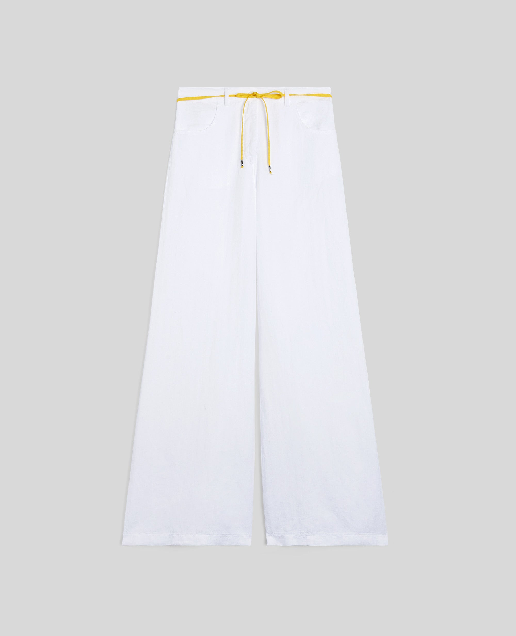 PANTALONE IN MISTO LINO SPINA DI PESCE-BIANCO-WHITE-BLANCO-WEISS-BLANC