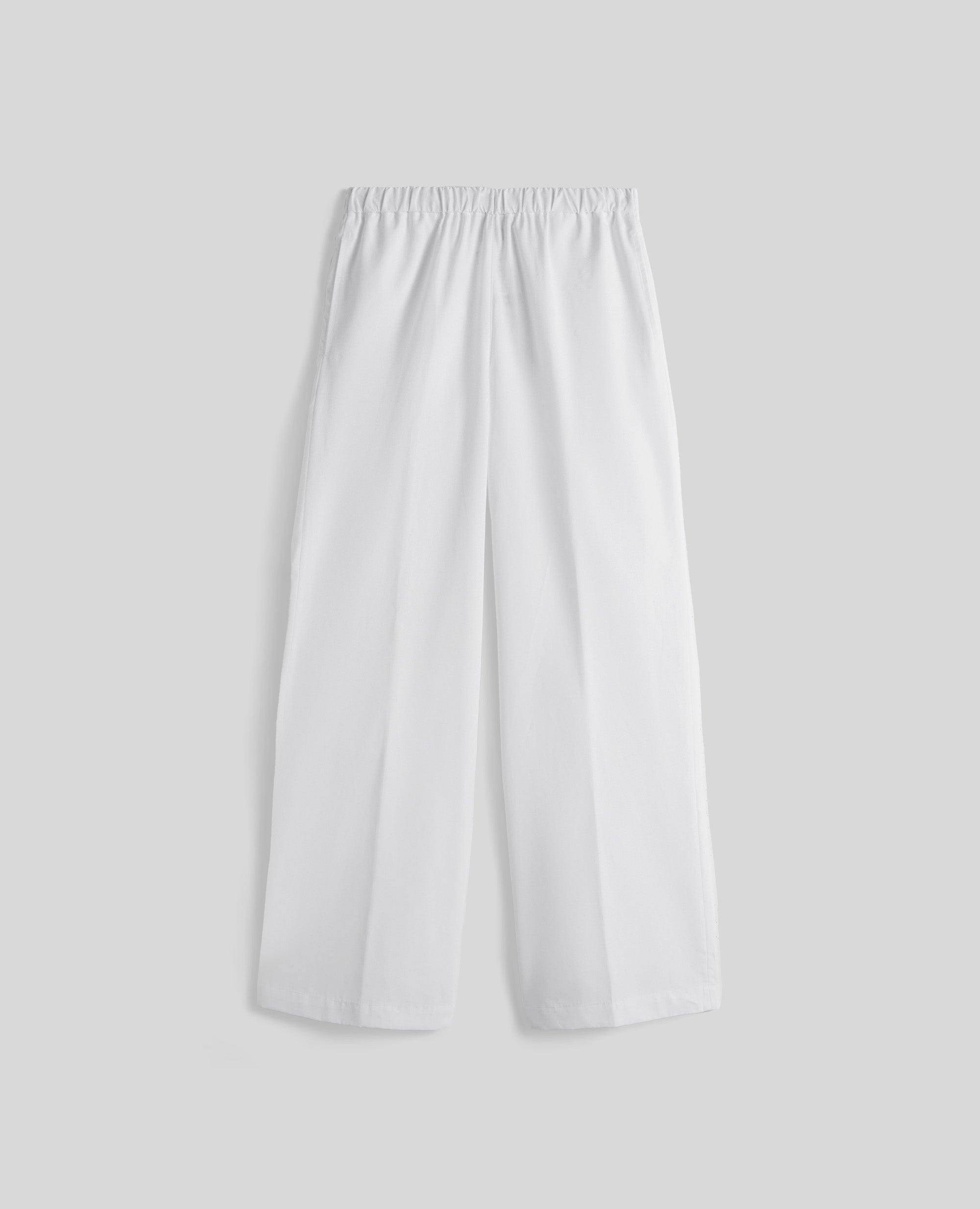 PANTALONE IN POPELINE DI COTONE-BIANCO-WHITE-BLANCO-WEISS-BLANC