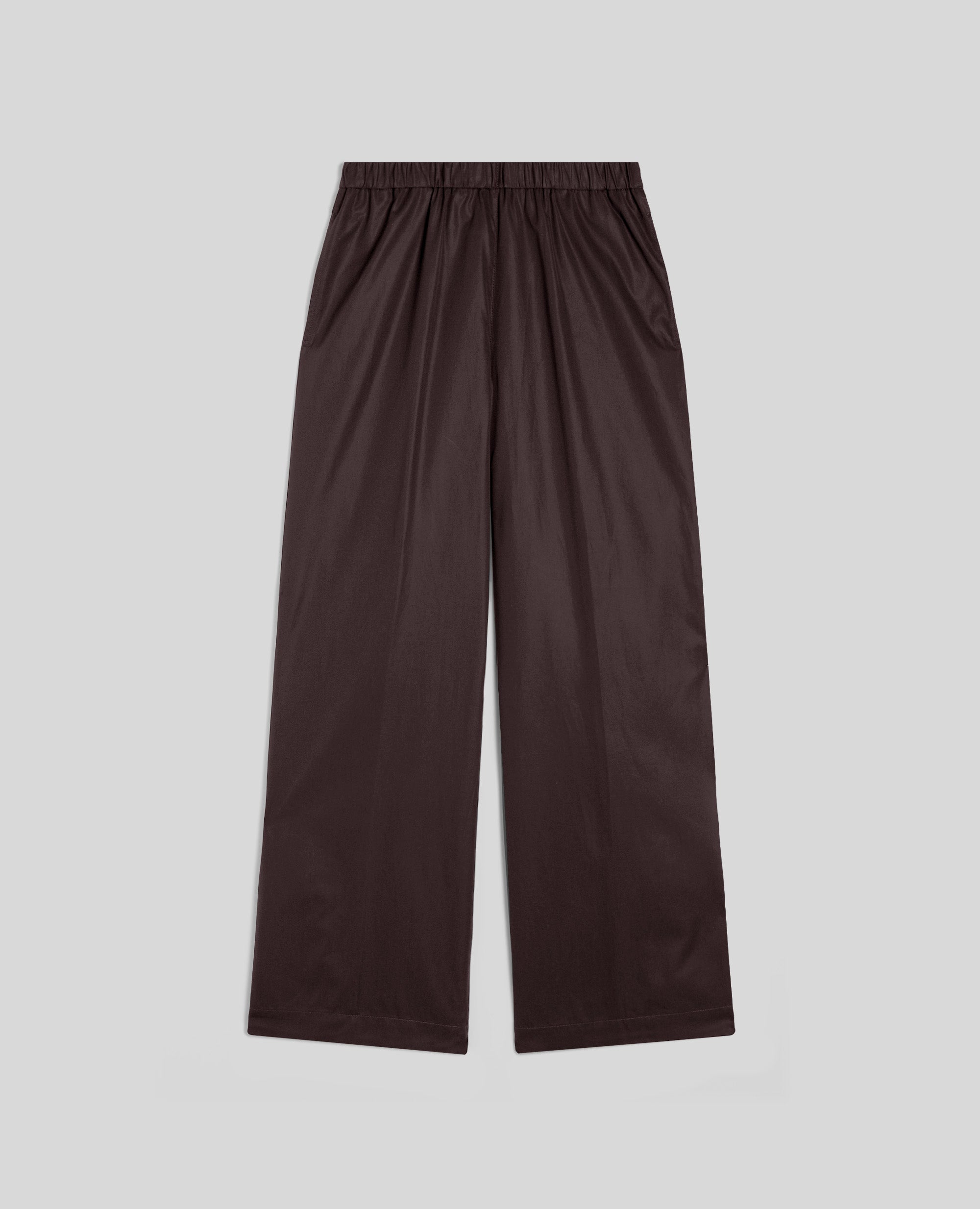 PANTALONE IN POPELINE DI COTONE-MARRONE-BROWN-MARR¢N-BRAUN-MARRON