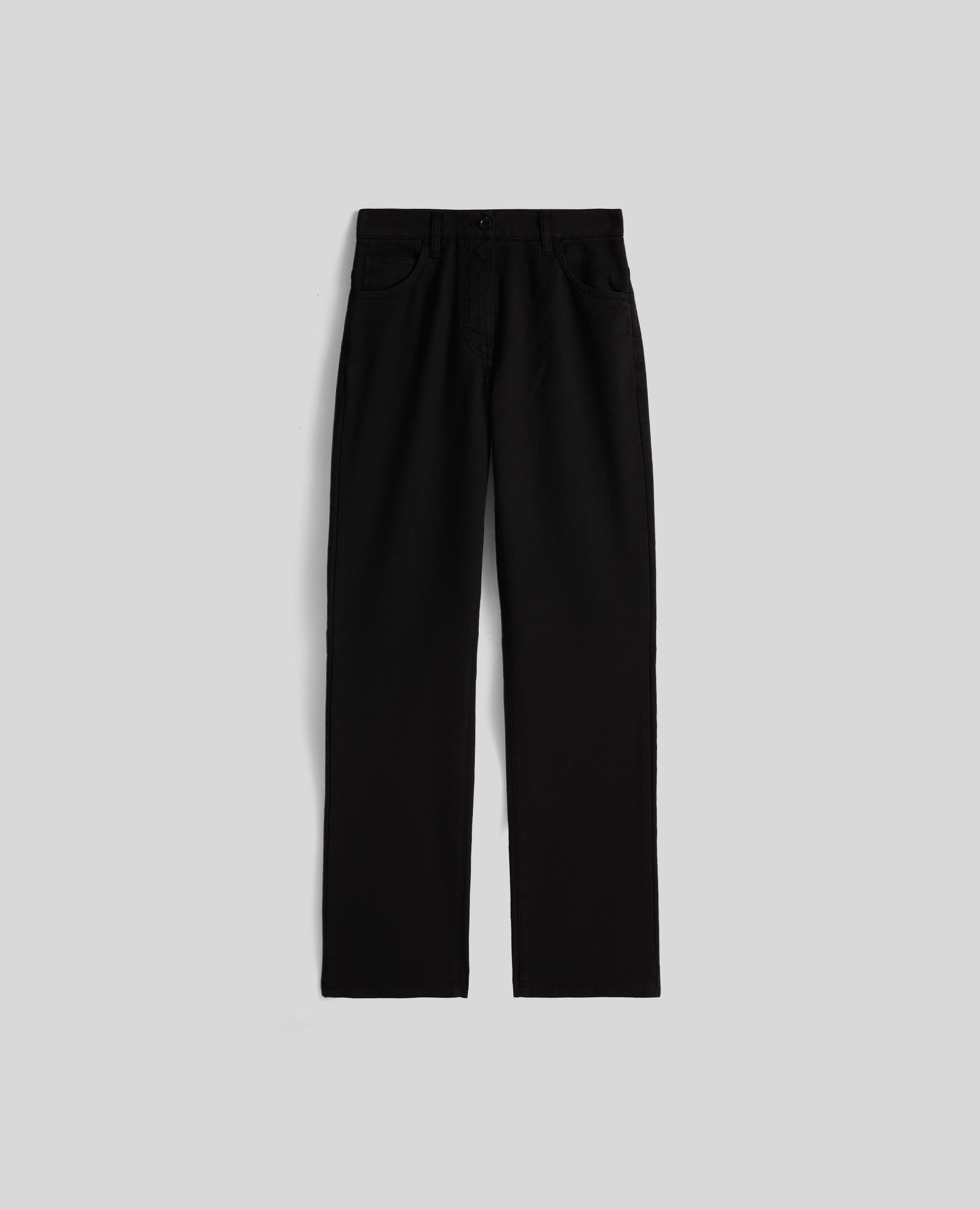 PANTALONE IN TELA DI COTONE STRETCH-NERO-BLACK-NEGRO-SCHWARZ-NOIR