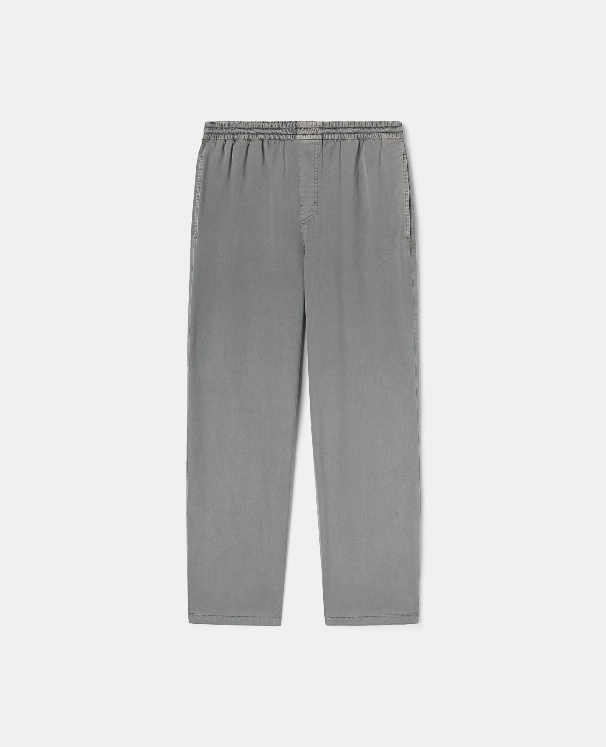 PANTALONE IN TWILL DI COTONE E LYOCELL-GRIGIO-GREY-GRIS-GRAU-GRIS