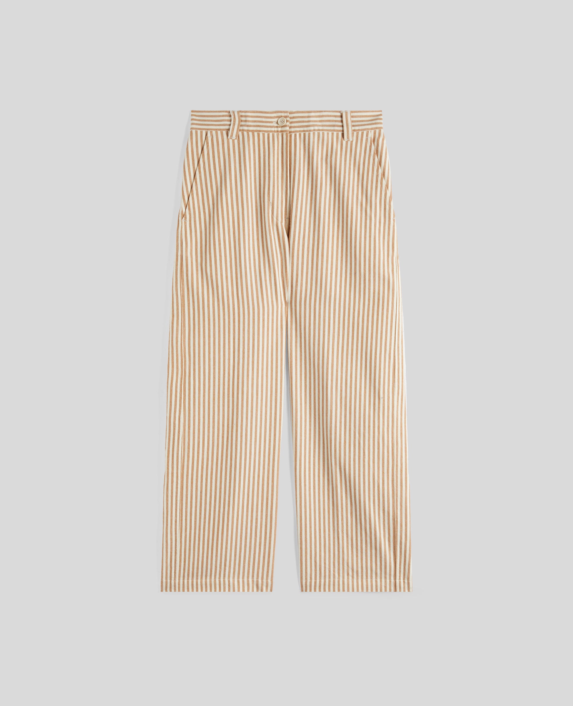 PANTALONE IN TWILL DI COTONE-RIGA TABACCO-RIGA TABACCO-RIGA TABACCO-RIGA TABACCO-RIGA TABACCO