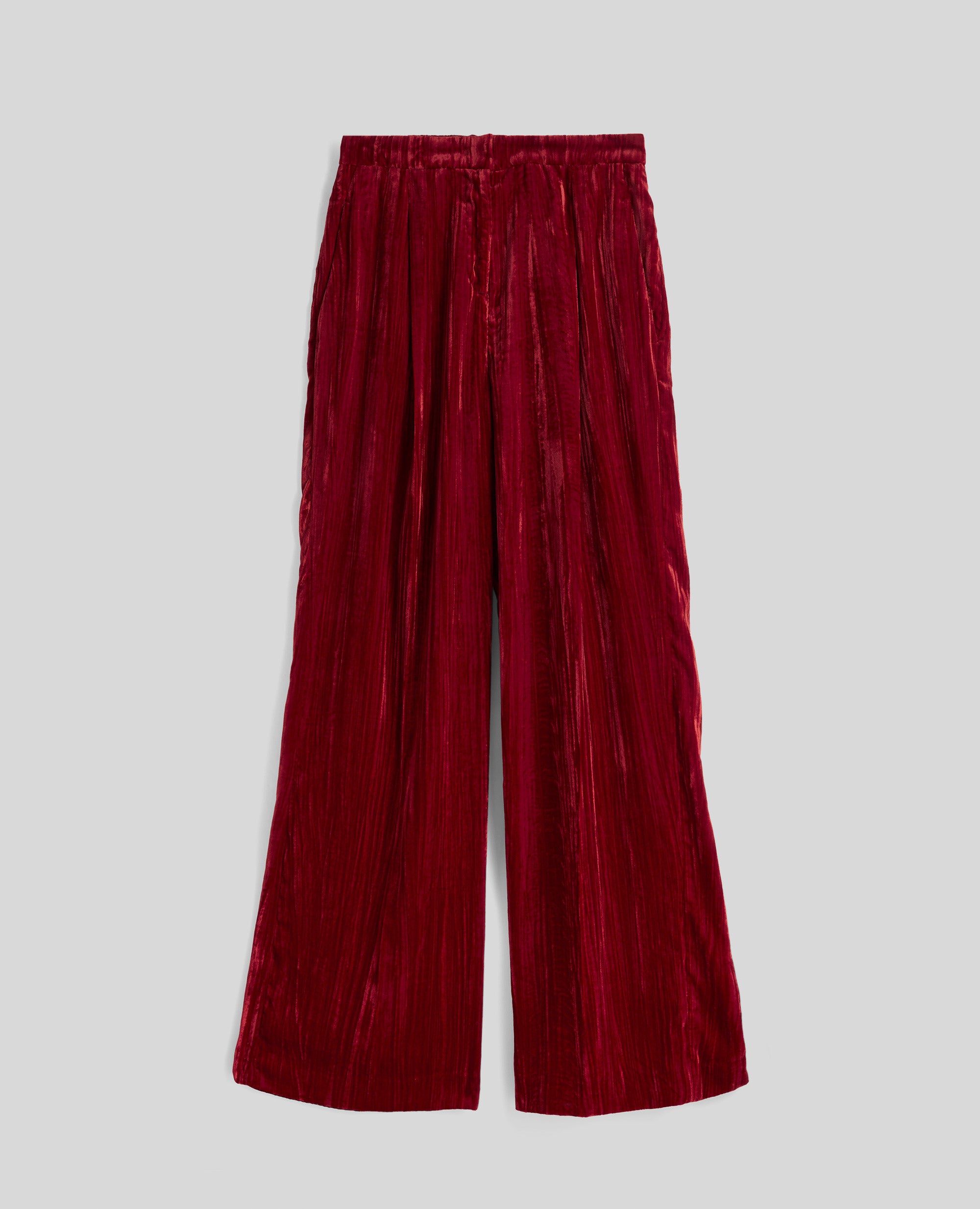 PANTALONE IN VELLUTO LISCIO-ROSSO-RED-ROJO-ROT-ROUGE