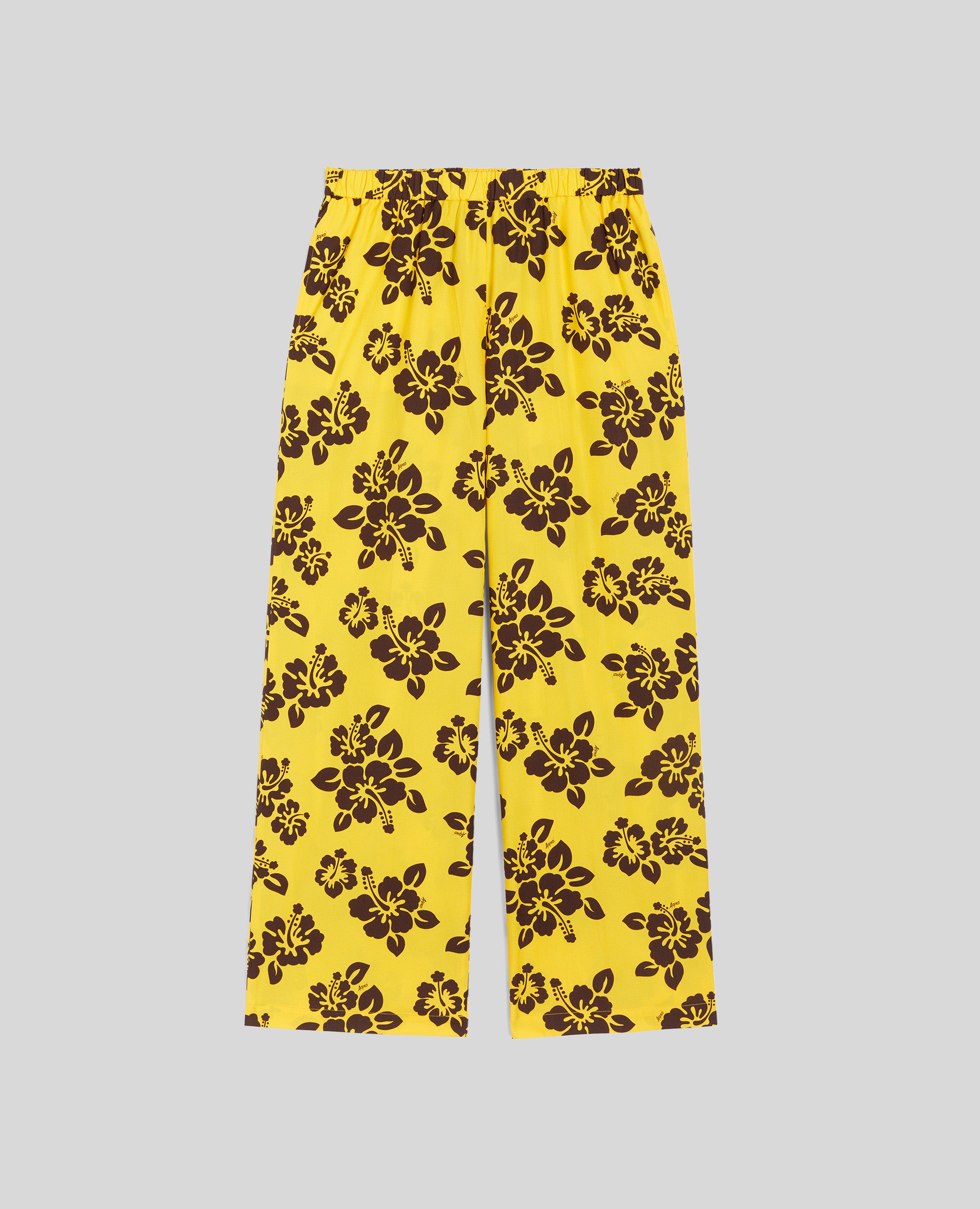 PANTALONE IN POPELINE CON STAMPA HIBISCUS-FIORE GIALLO-FIORE GIALLO-FIORE GIALLO-FIORE GIALLO-FIORE GIALLO