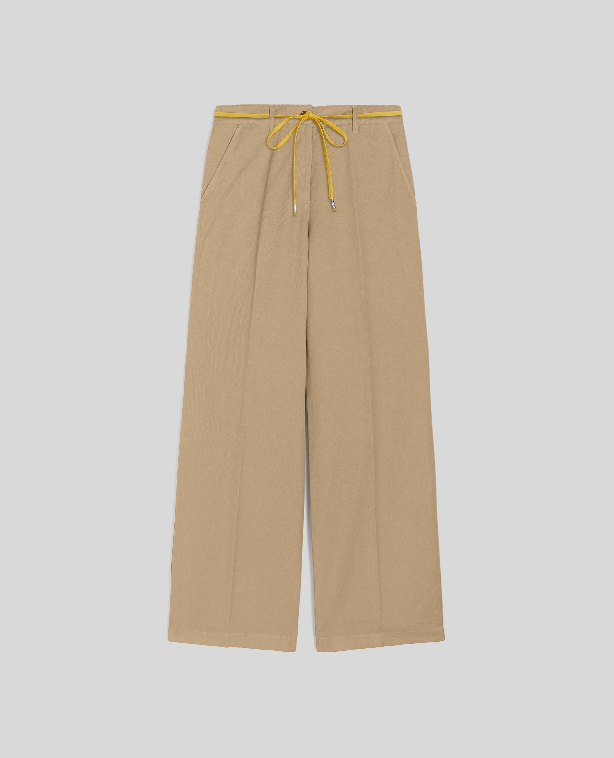 PANTALONE A VITA ALTA IN COTONE E LINO-SABBIA-SAND-ARENA-SAND-SABLE