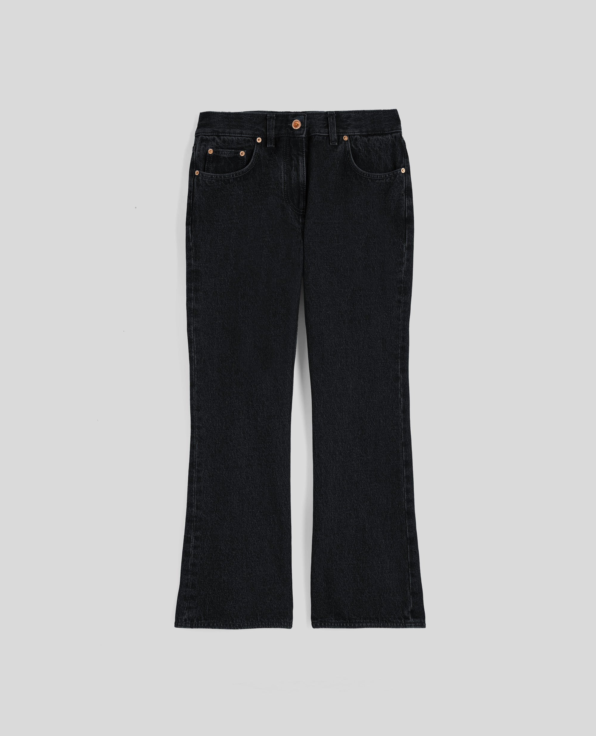 PANTALONE SCAMPANATO IN DENIM-DENIM NERO-BLACK DENIM-DENIM NEGRO-SCHWARZER DENIM-DENIM NOIR