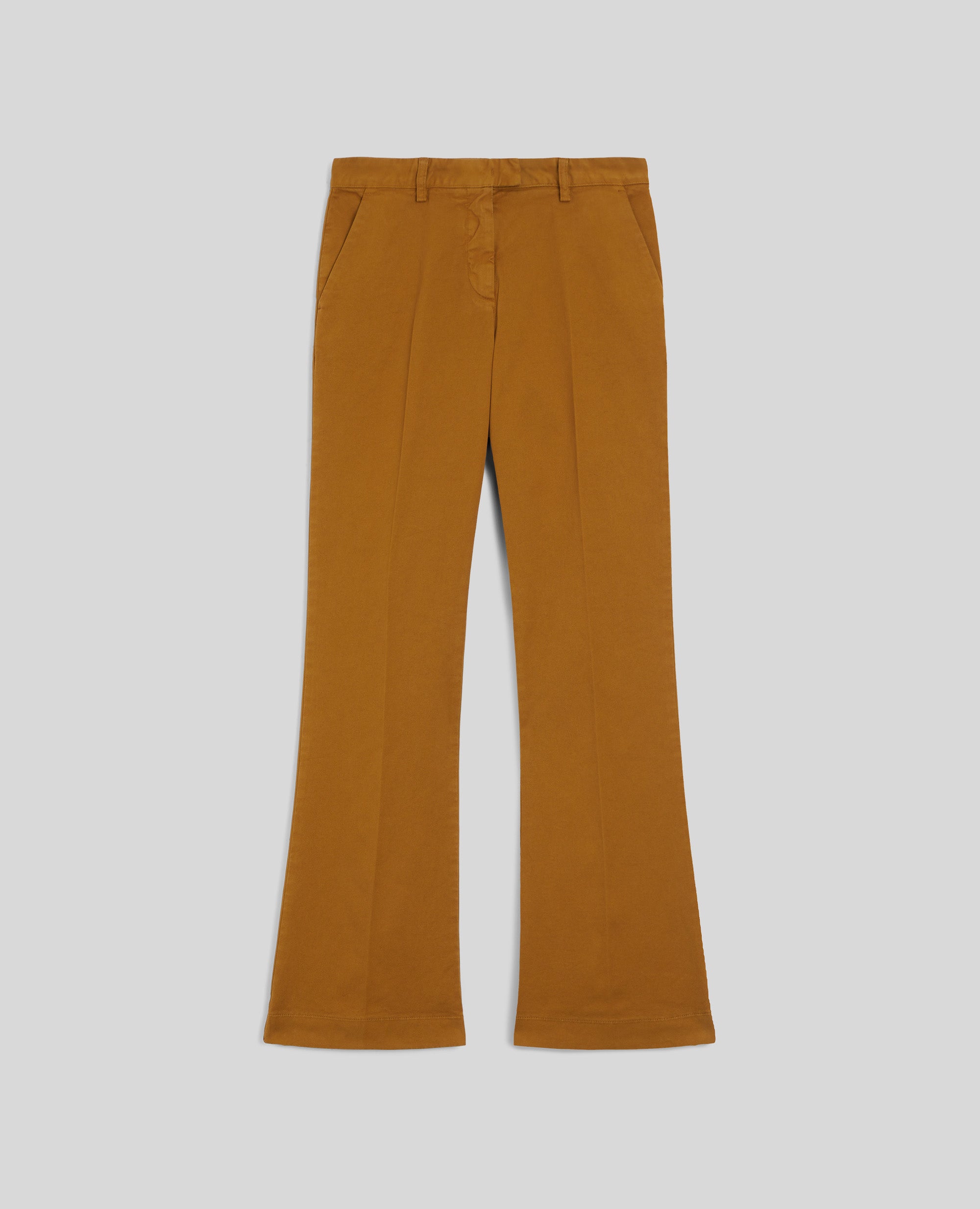 PANTALONE SLIM IN GABARDINA DI COTONE-CANNELLA-CINNAMON-CANELA-ZIMT-CANNELLE