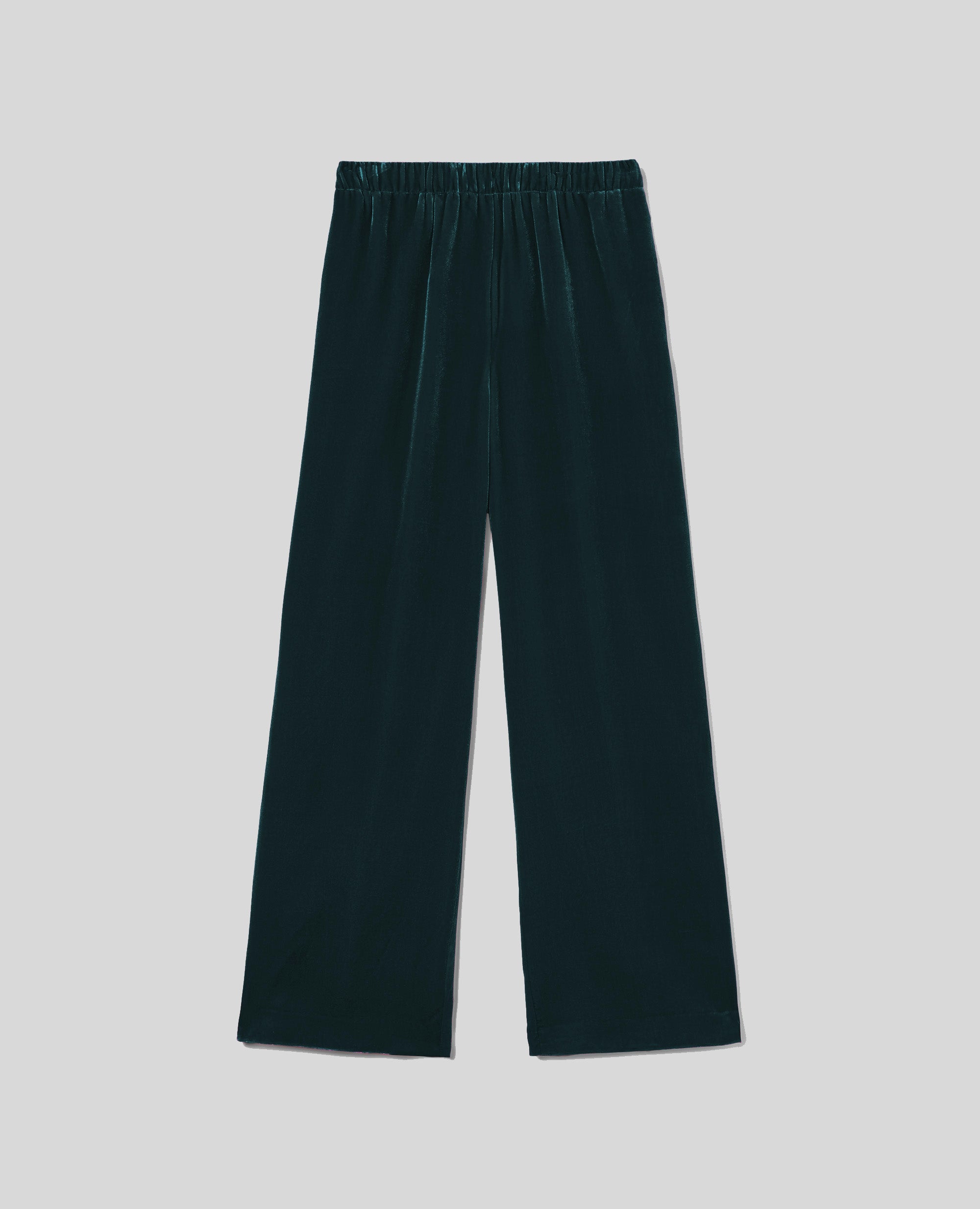 Pantaloni in velluto di seta-PAVONE-TEAL-PAVO REAL-PFAU-PAON