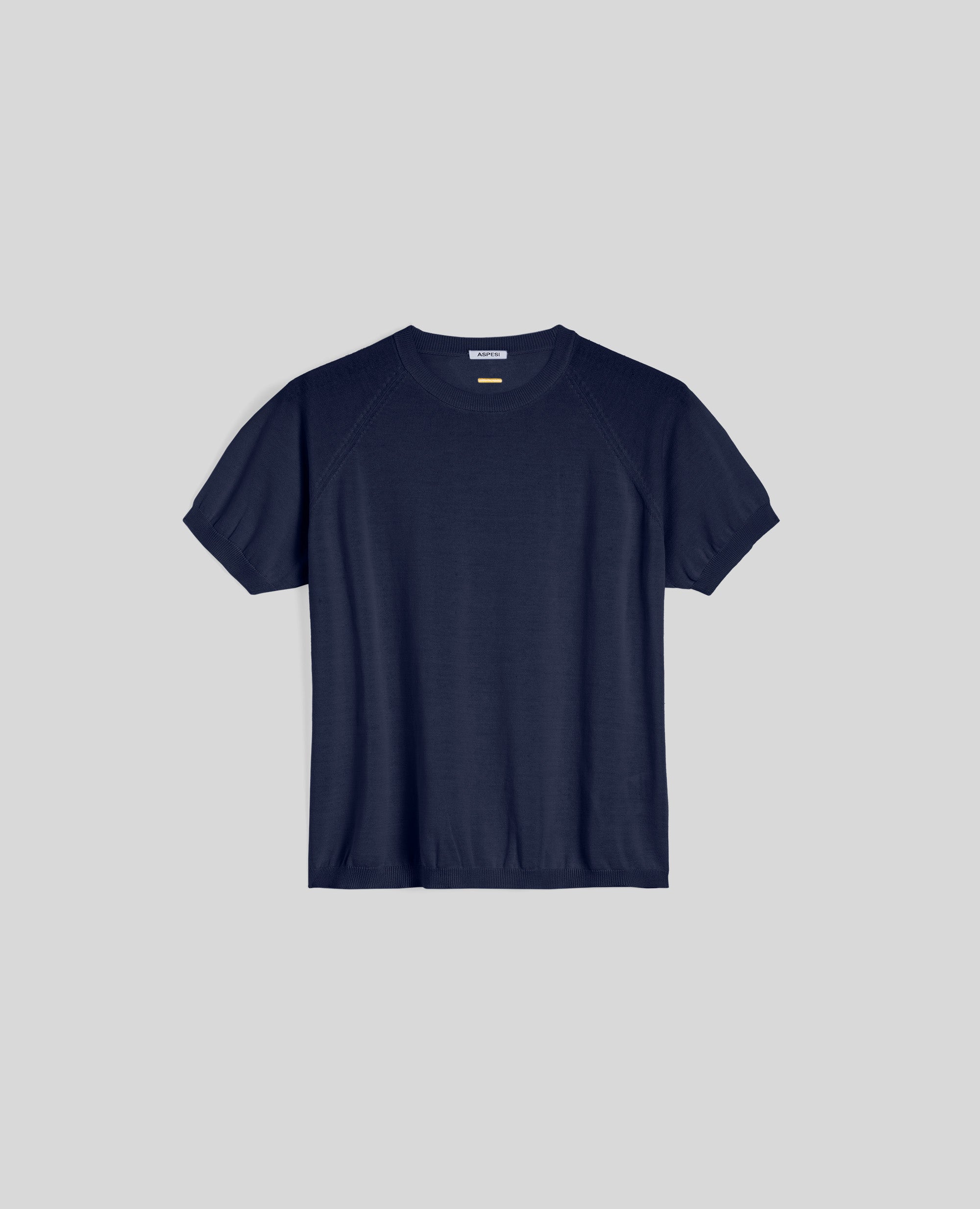 T-SHIRT GIROCOLLO IN COTONE-NAVY-NAVY-AZUL MARINO-NAVY-NAVY