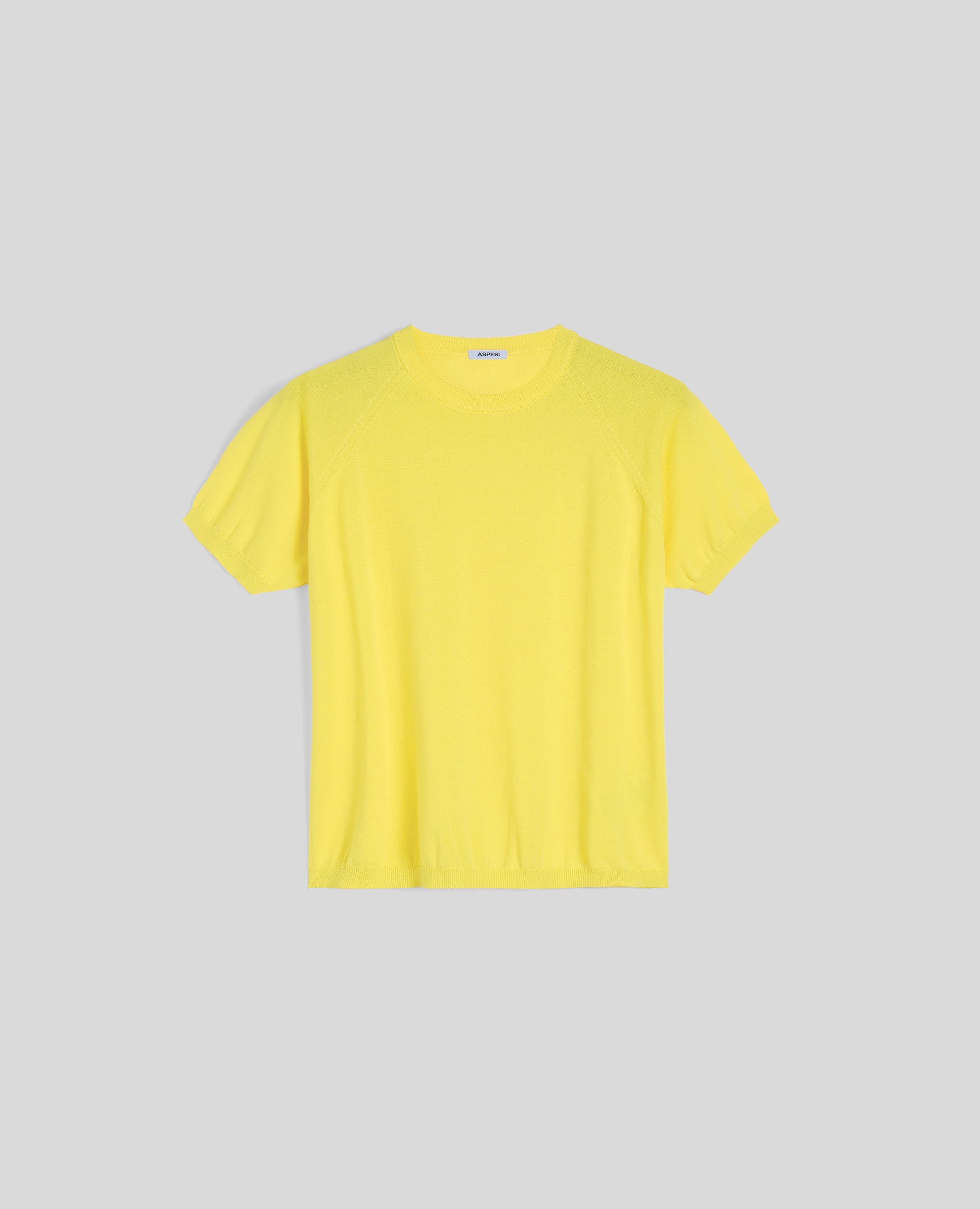 T-SHIRT GIROCOLLO IN COTONE-GIALLO-YELLOW-AMARILLO-GELB-JAUNE