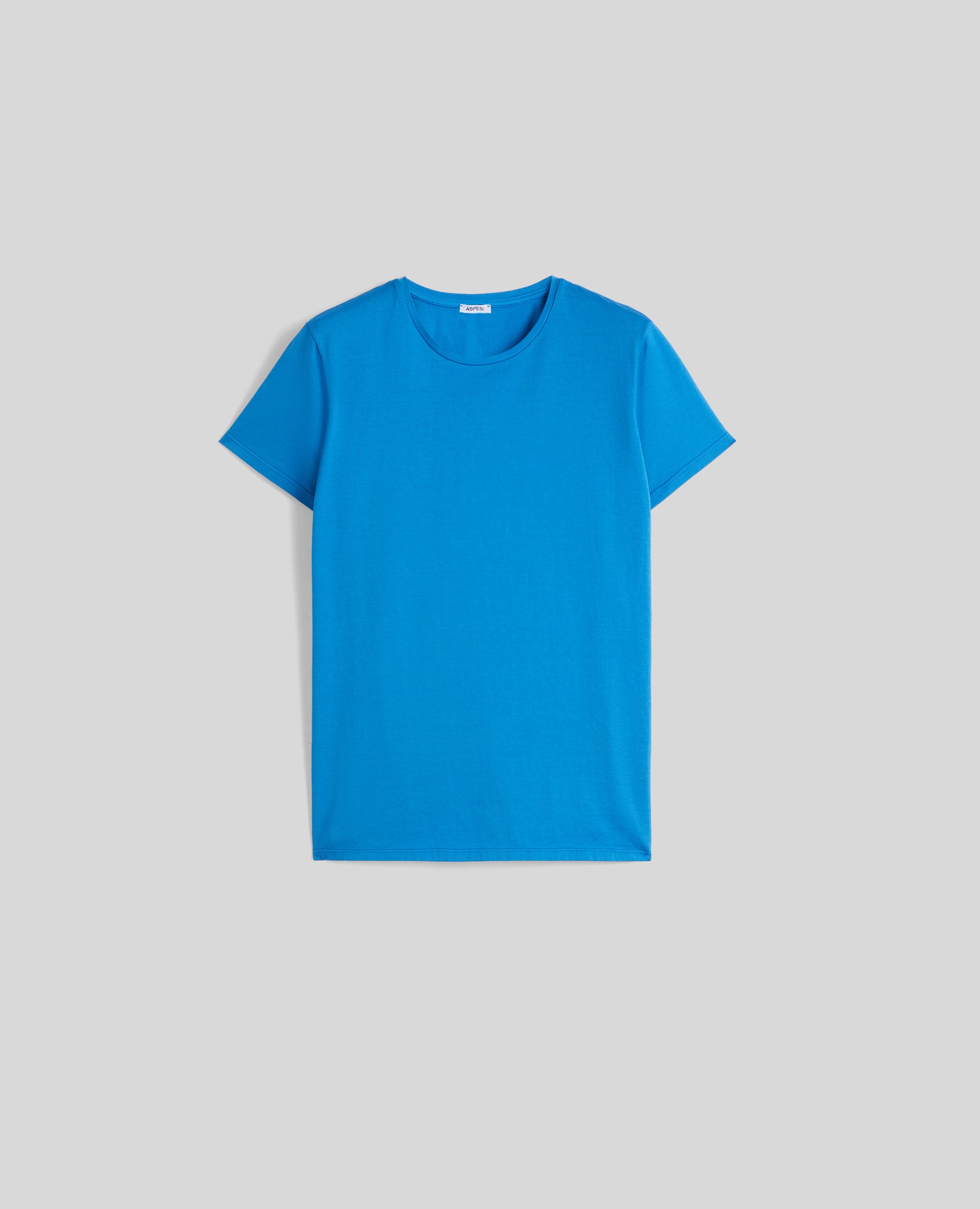 T-SHIRT IN JERSEY DI COTONE-AZZURRO-SKY BLUE-AZUL CLARO-HIMMELBLAU-BLEU CIEL