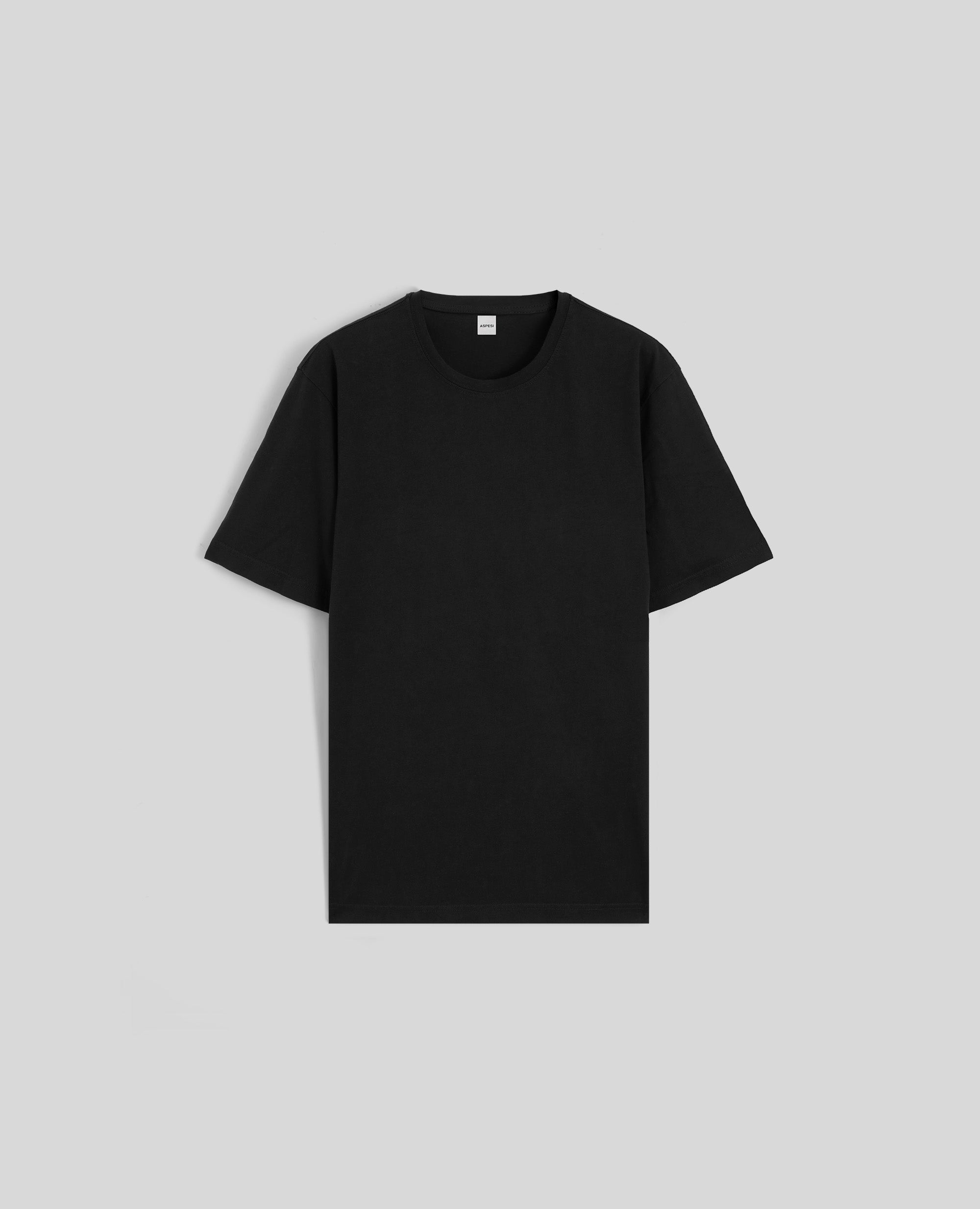 T-SHIRT IN JERSEY DI COTONE-NERO-BLACK-NEGRO-SCHWARZ-NOIR