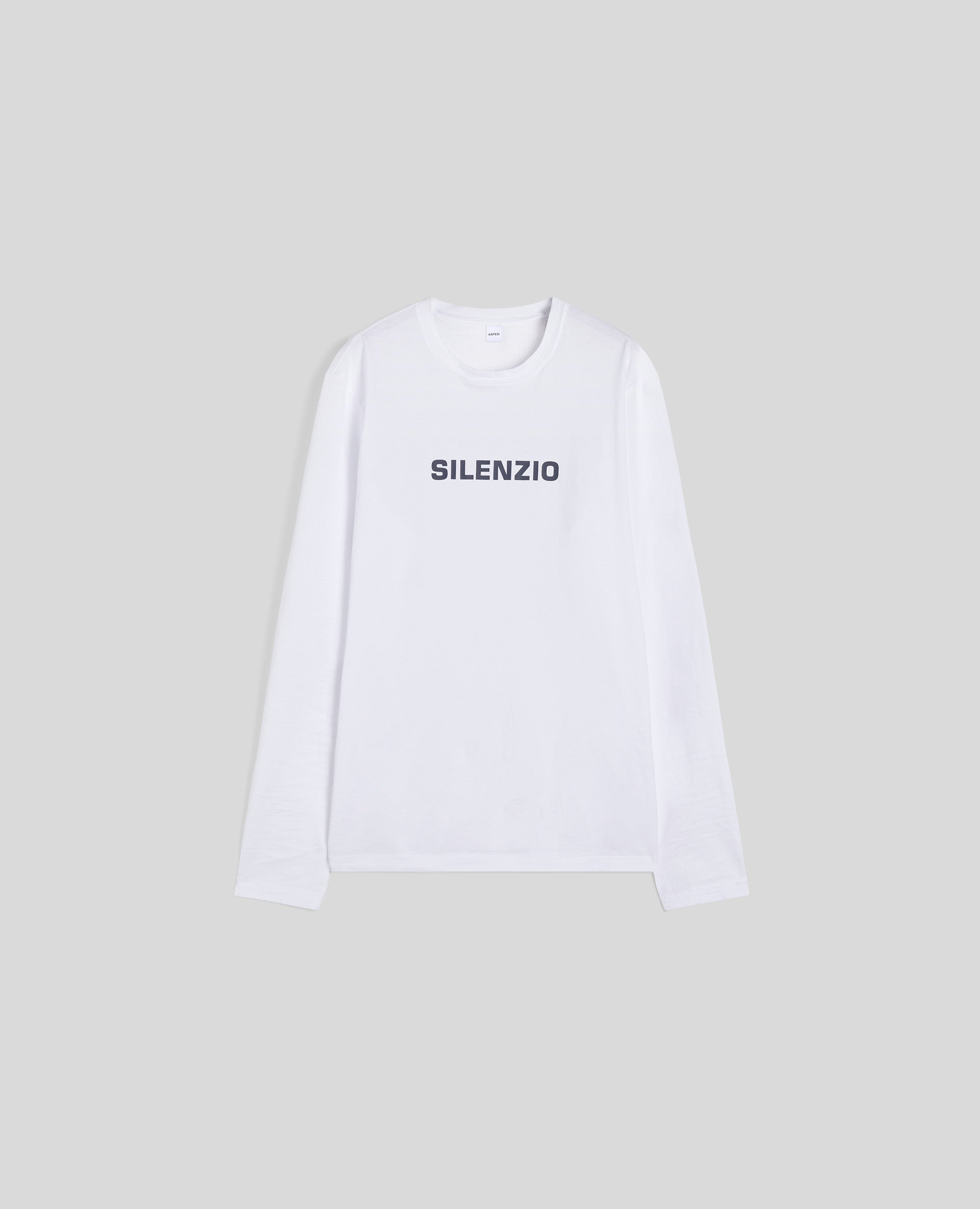 T-SHIRT SILENZIO MANICA LUNGA-BIANCO-WHITE-BLANCO-WEISS-BLANC